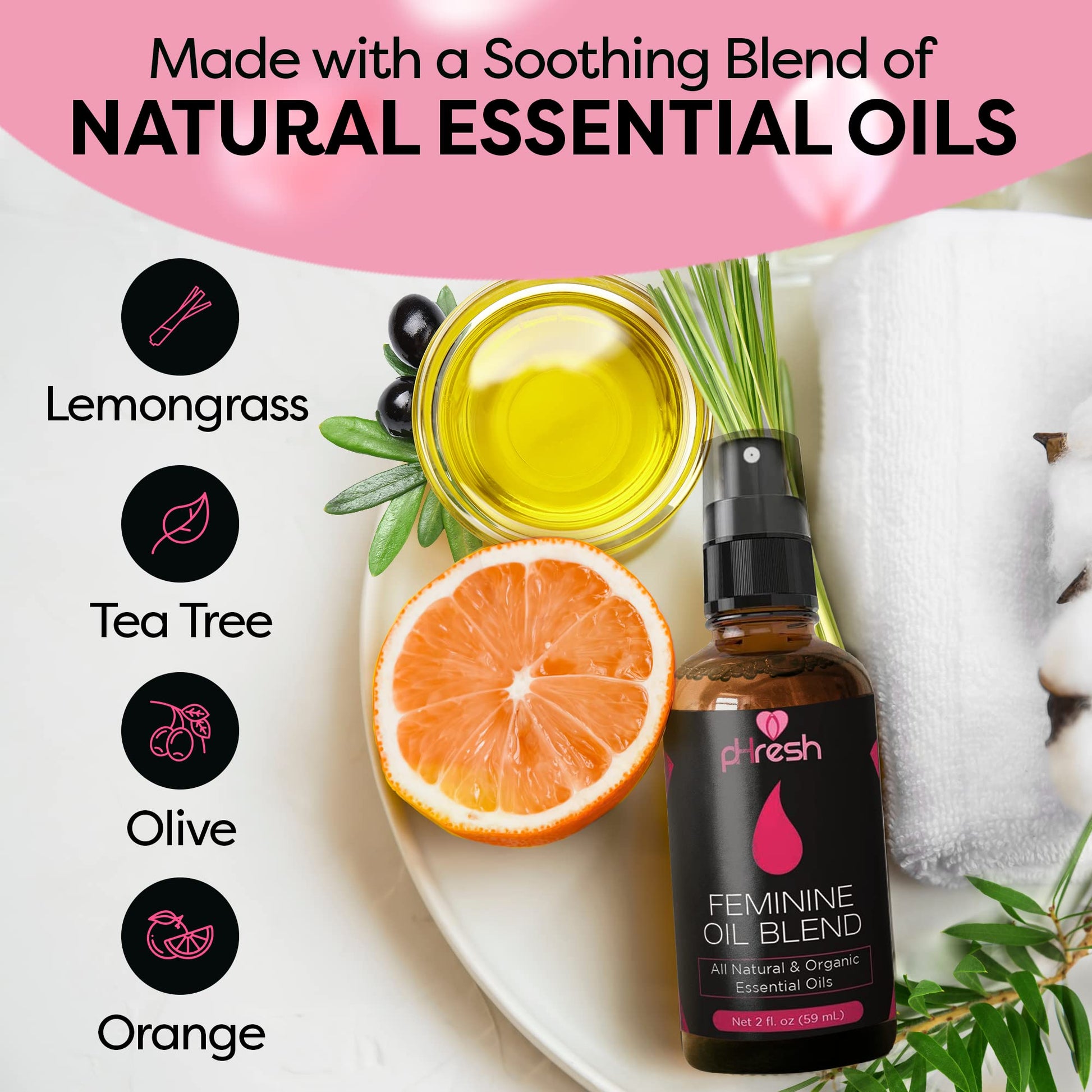 pHresh Feminine Spray - 100% All Natural Yoni Oil for Women - with Tea Tree, Lemongrass, Orange Essential Oils ACE NUTRITION buy supplements canada