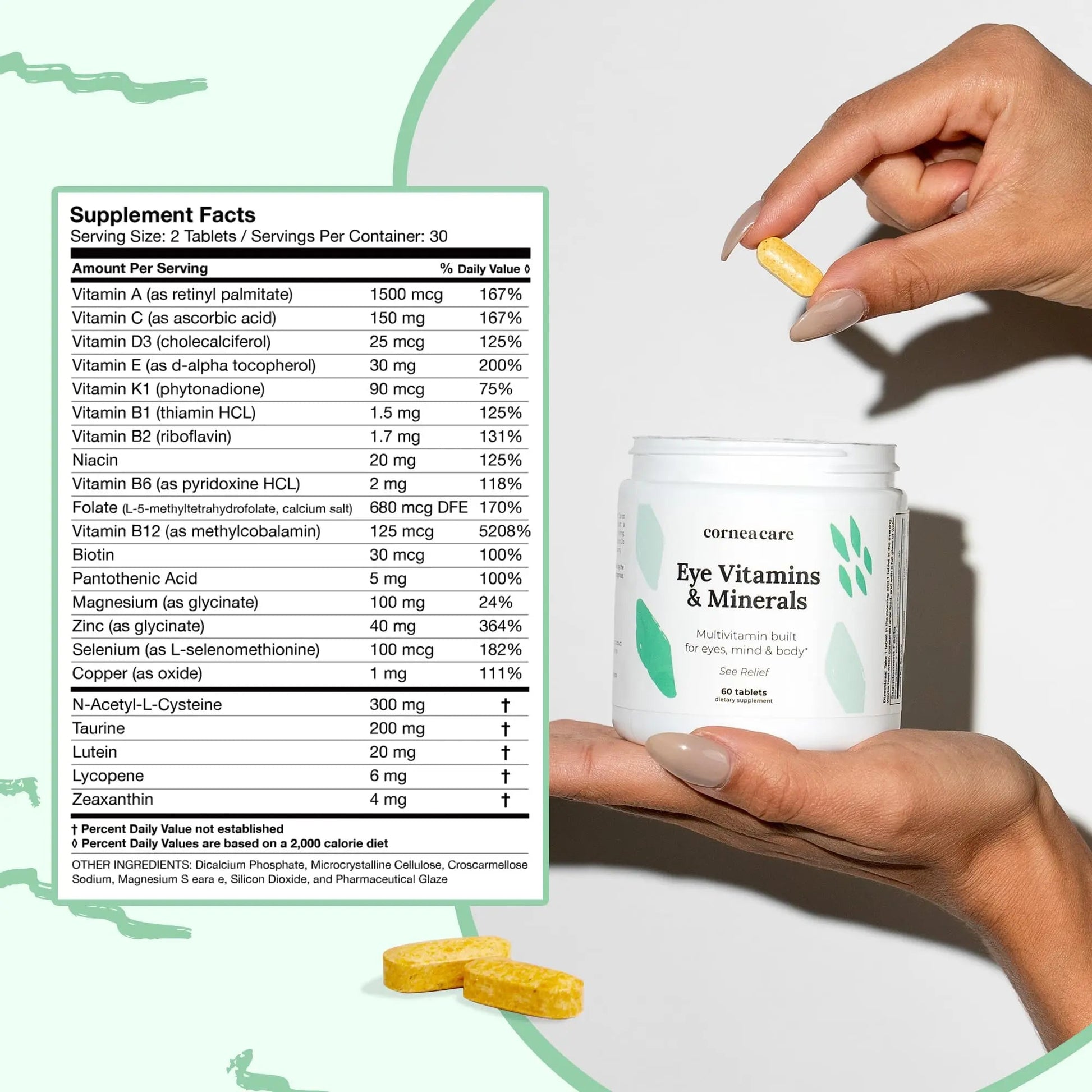 CorneaCare Vitamins and Minerals | Multivitamin for Vision & Health | Dry Eye Supplements | 60 Tablets CorneaCare buy supplements canada