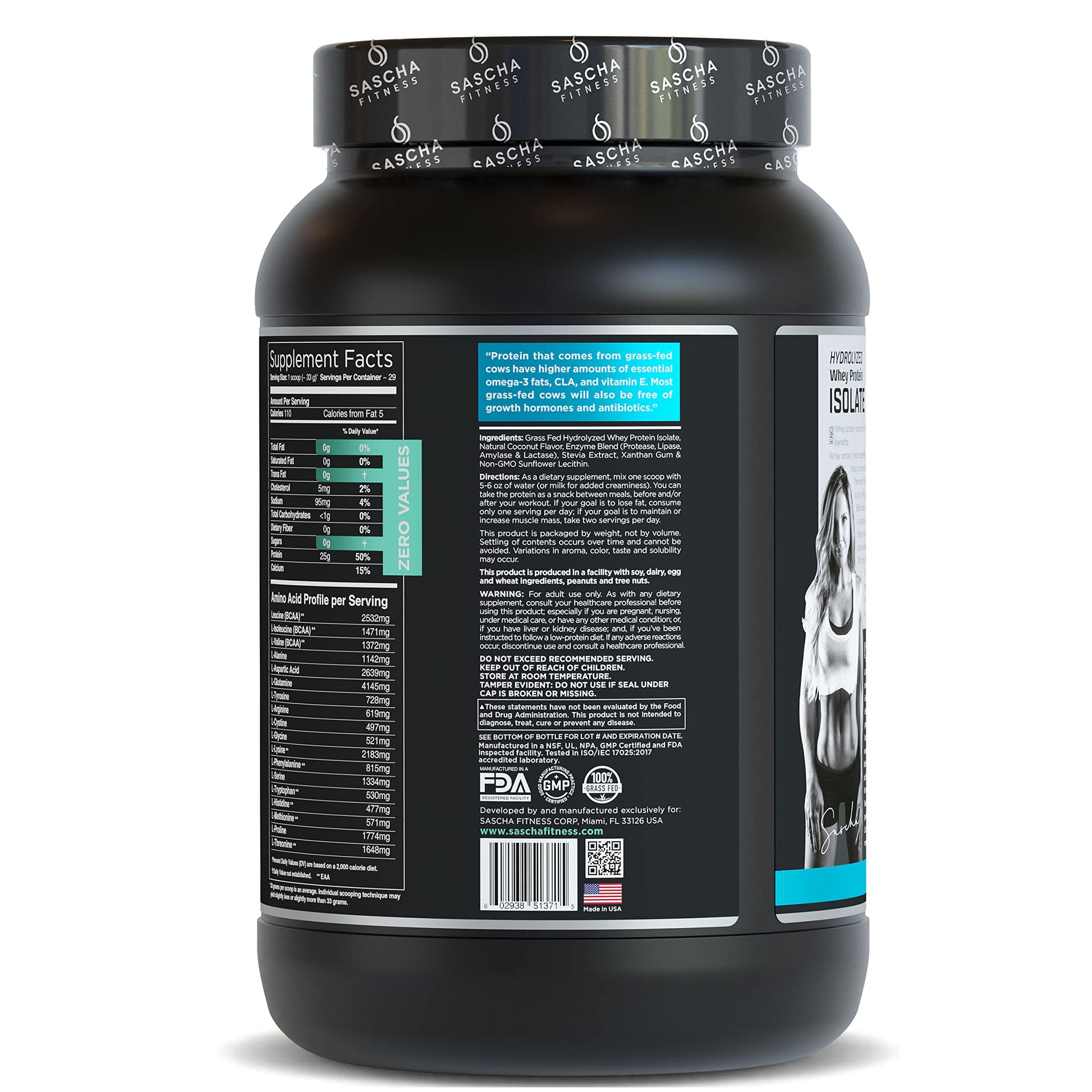 SASCHA FITNESS Hydrolyzed Whey Protein Isolate,100% Grass-Fed (2 Pounds, Coconut) SASCHA FITNESS buy supplements canada