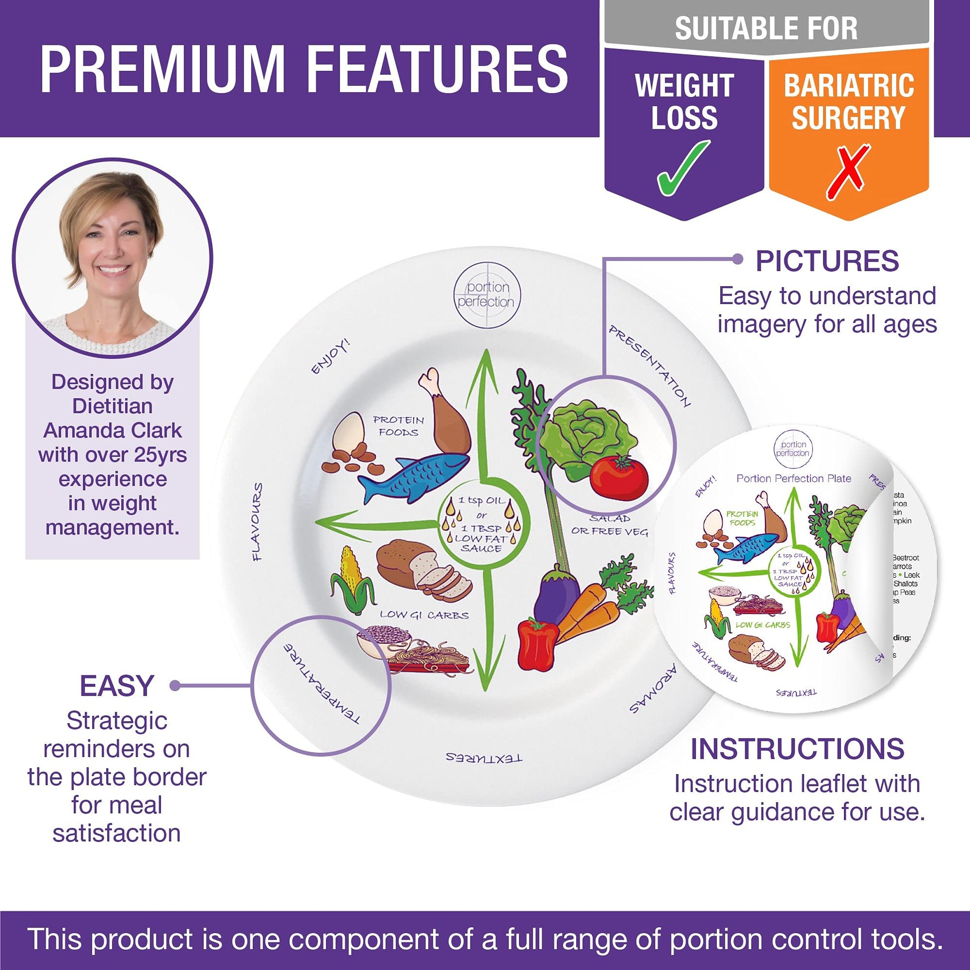 Portion Perfection Melamine 2 Pack 10” Portion Plates for Adults with Low Calorie Meal Plan Portion Perfection buy supplements canada