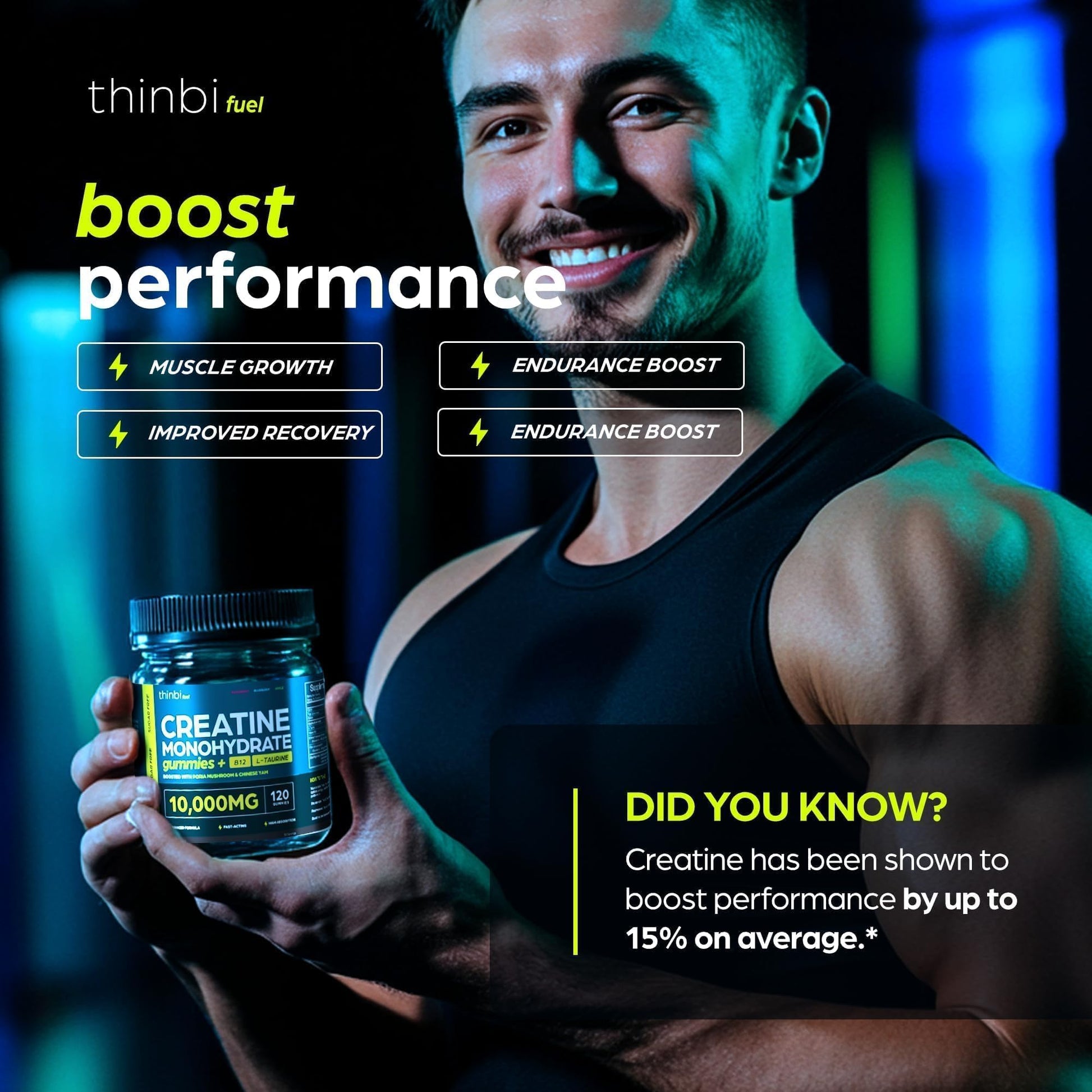 Creatine Gummies Monohydrate Complex 10,000mg for Men & Women -120 Gummies Advanced Formula W/L-Taurine + Vitamin B12 for Muscle Strength, Muscle Builder, Energy Boost, Pre-Workout Supplement -Thinbi Thinbi buy supplements canada