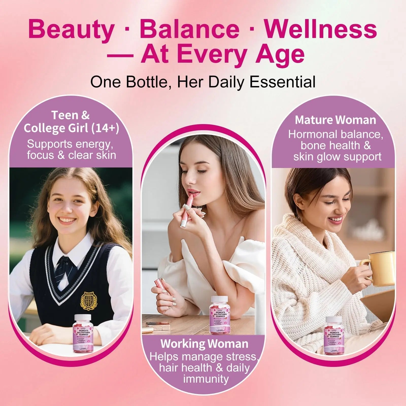 Vccvaa Sugar Free Multivitamin Gummies for Women 14+ with Iron, Inositol, Folate, Vitamins A C D3 E B12 K2, Herbal & Mineral Blend Vccvaa buy supplements canada