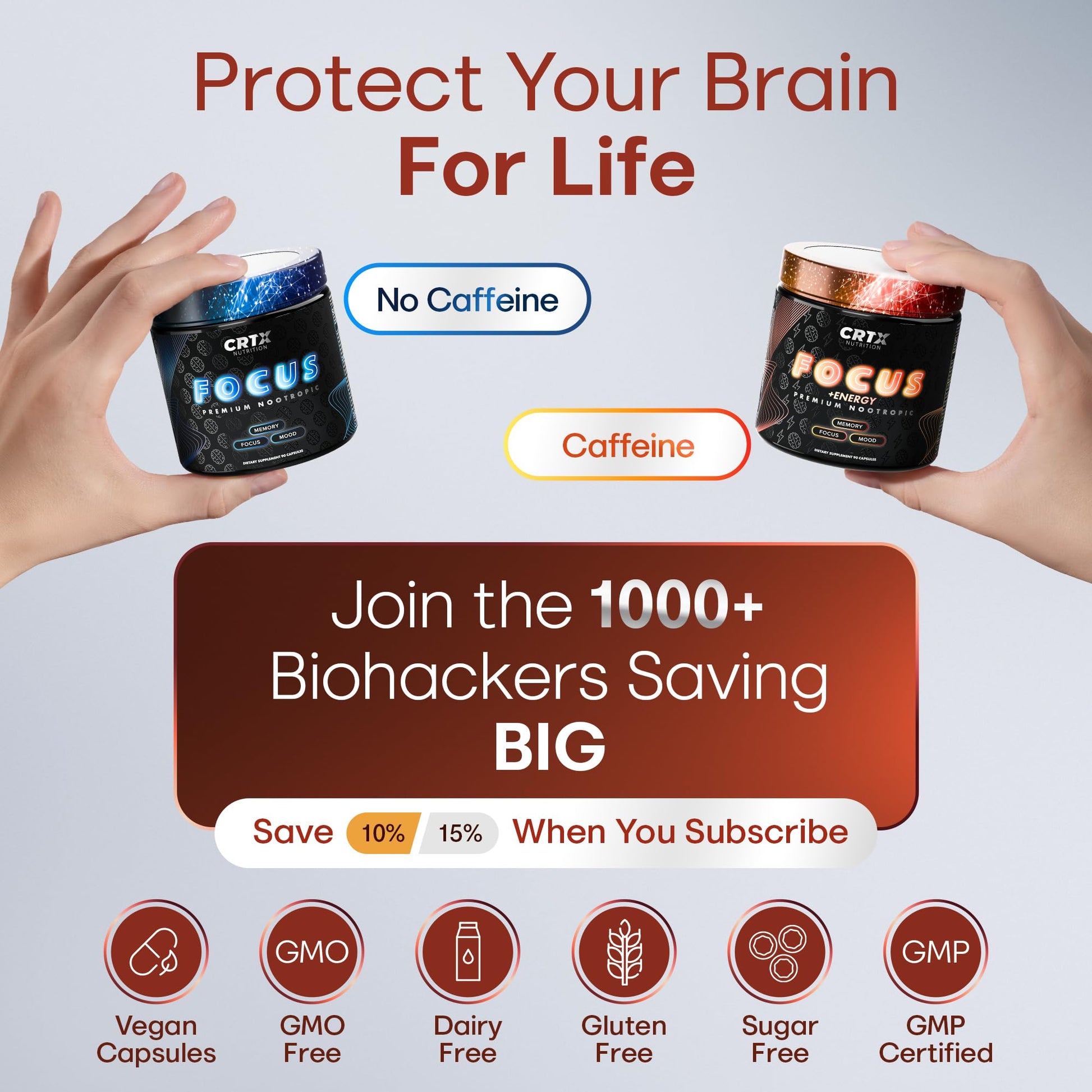 Nootropic Strongest Focus Supplement - Clinically Backed Ingredients Made in USA - Scientifically Backed Doses - Supplement for Brain Fog - AlphaGPC, Lions Mane, Rhodiola and More 10:1 90 Capsules CRTX Nutrition buy supplements canada