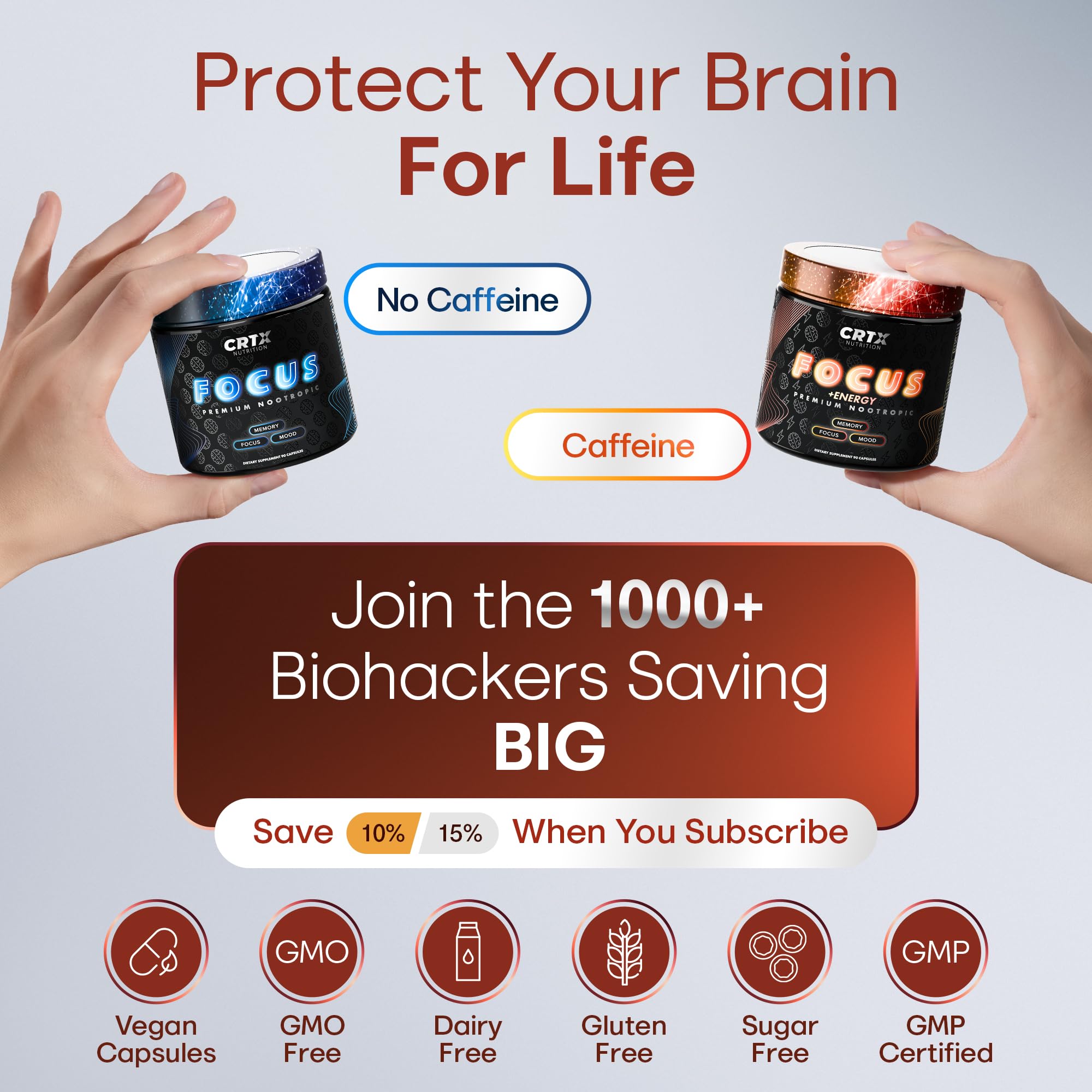 Nootropic Strongest Focus Supplement - Clinically Backed Ingredients Made in USA - Scientifically Backed Doses - Supplement for Brain Fog - AlphaGPC, Lions Mane, Rhodiola and More 10:1 90 Capsules CRTX Nutrition buy supplements canada
