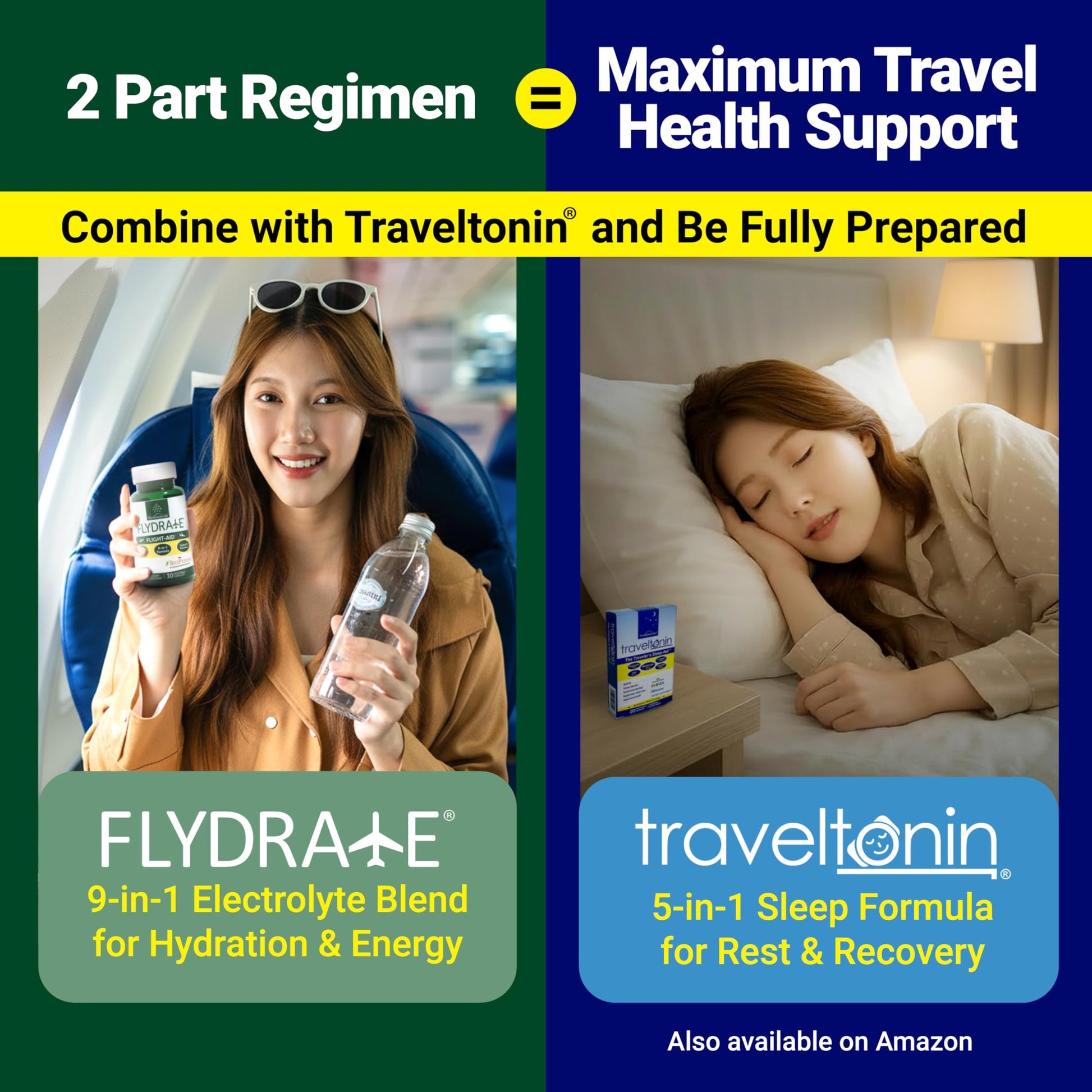 Flight-Aid | Replenishing Electrolyte Hydration Capsules Made for Travel, Jet Lag, Fatigue & Recovery | 9-in-1 Formula with Essential Electrolytes, Vitamins, Minerals & Bioperine® | 30 Capsules Flydrate buy supplements canada