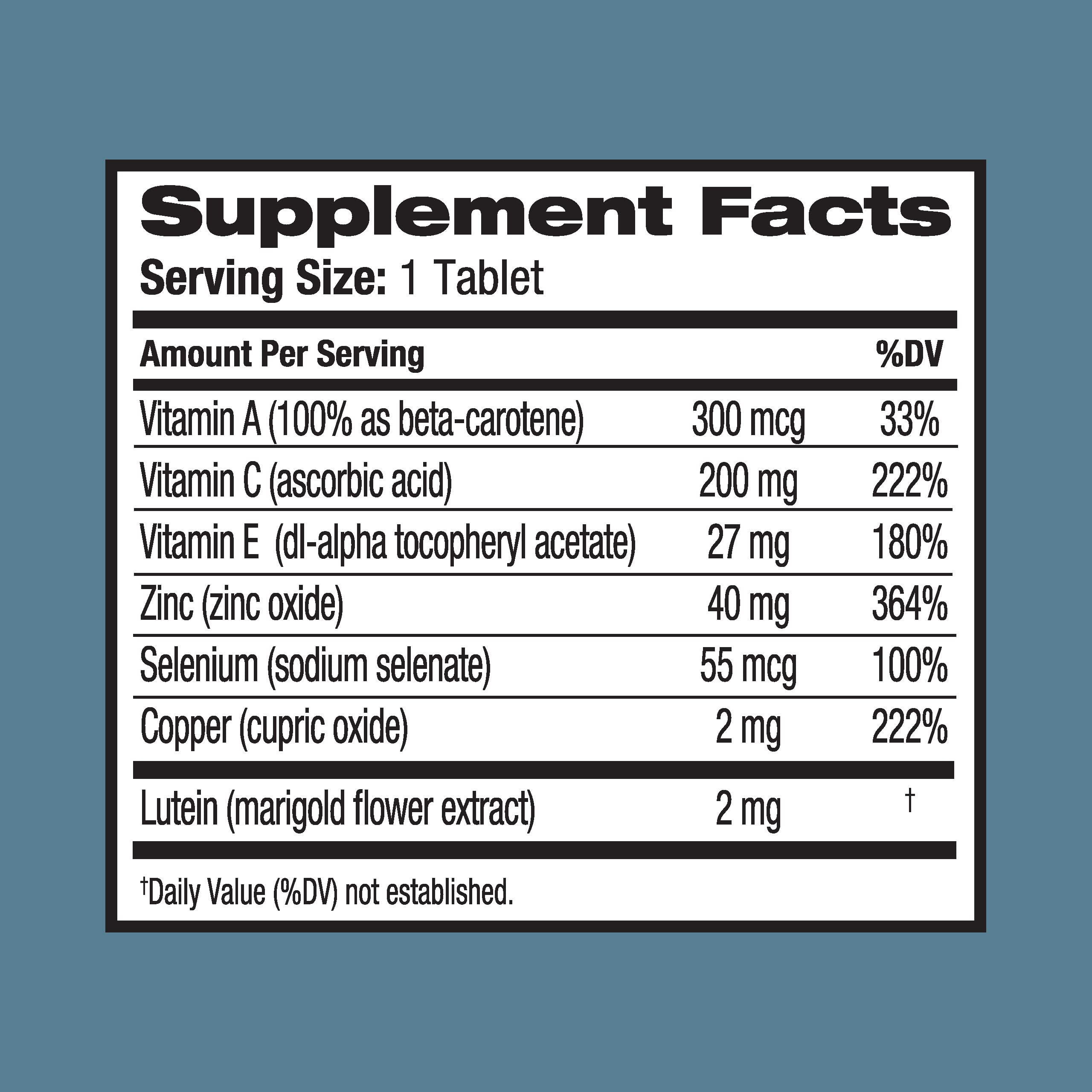 Ocuvite Eye Vitamin & Mineral Supplement, Lutein & Antioxidant Vitamins A, C, E, Zinc for Eye Health, Vitamins for Eyes, 120 Tablets (Pack of 2) Ocuvite buy supplements canada