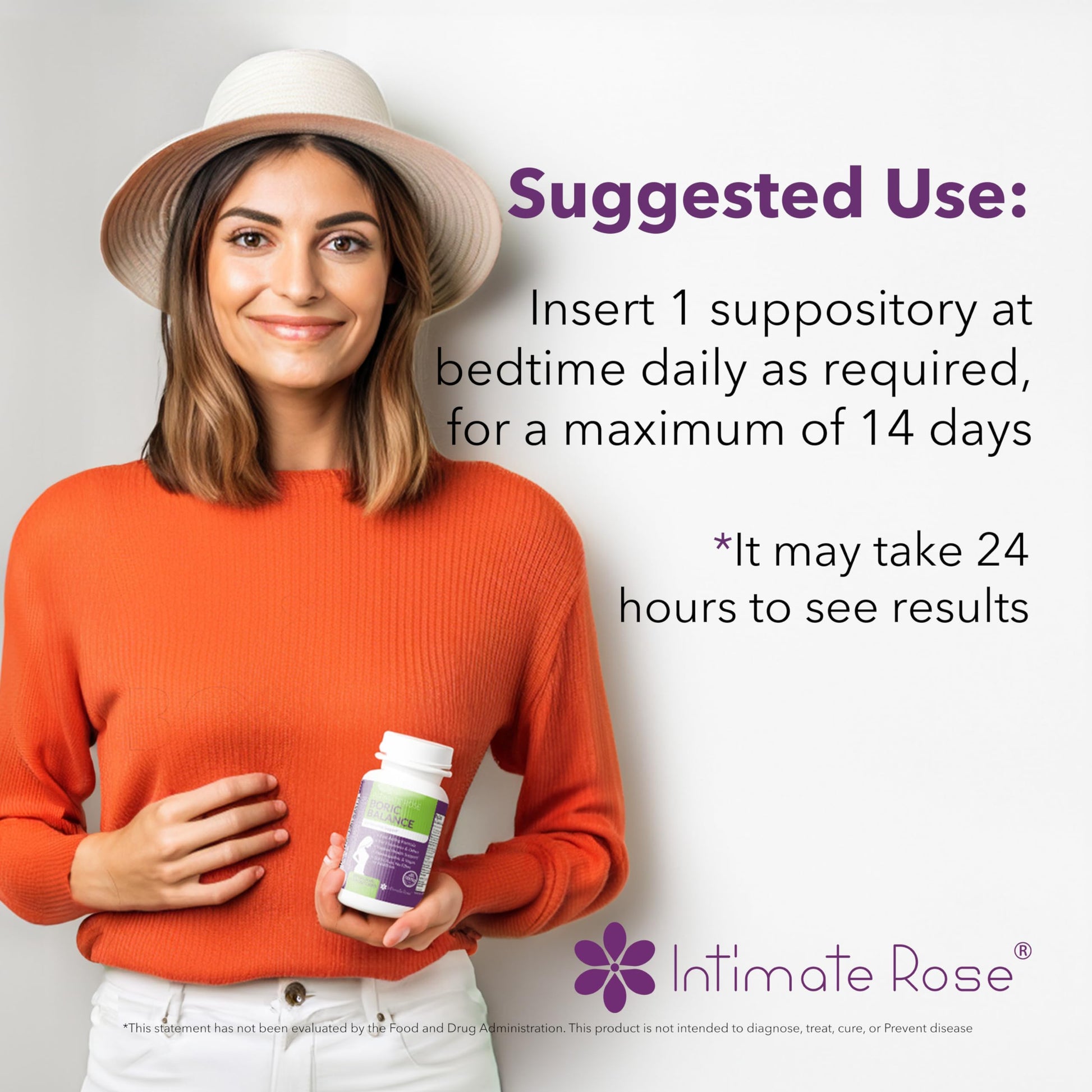 Boric Acid Suppositories - Helps Fight Against BV, Yeast Infections - Manages Odor - Promote pH Balance Intimate Rose buy supplements canada