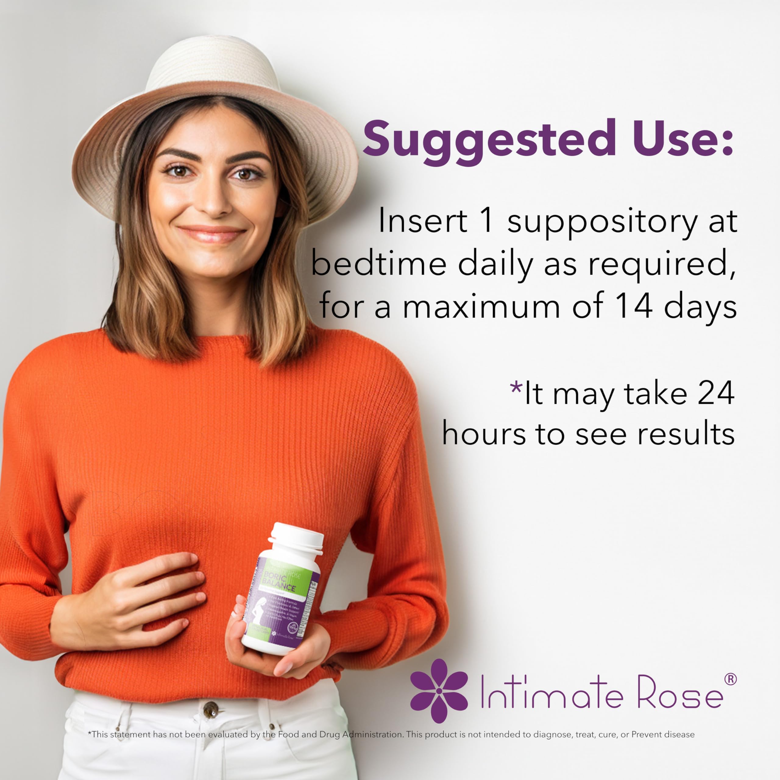 Boric Acid Suppositories - Helps Fight Against BV, Yeast Infections - Manages Odor - Promote pH Balance Intimate Rose buy supplements canada