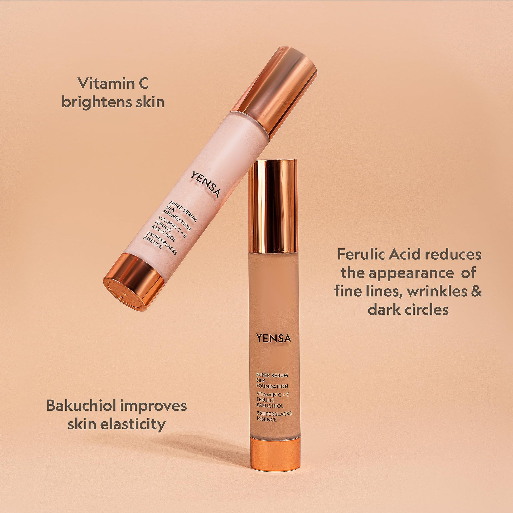 YENSA Serum Foundation Makeup - Super Silk Full Coverage Foundation Enriched with Peptides, Vitamin C & Ferulic Acid to Help Reduce Fine Lines, Wrinkles & Dark Circles - Light 1 (1 oz) YENSA buy supplements canada
