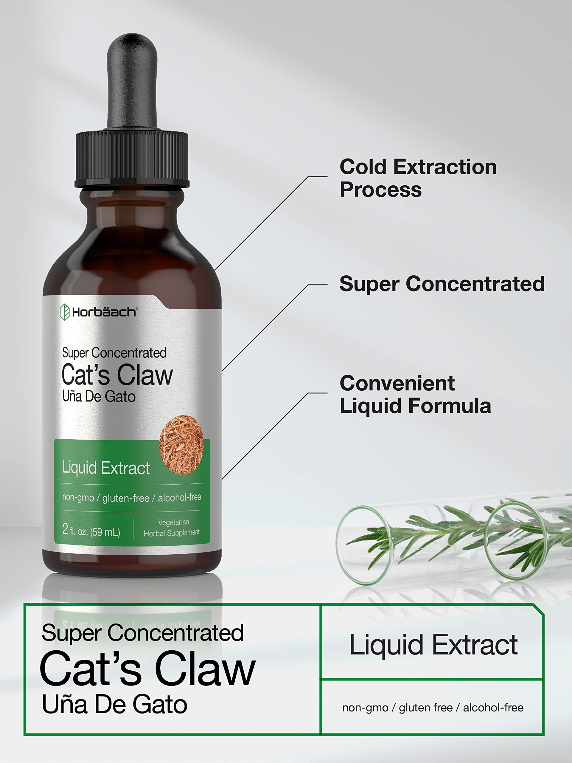 Cats Claw Herb Extract Tincture | 2 Fl Oz | Alcohol Free | Vegetarian, Non-GMO, Gluten Horbäach buy supplements canada