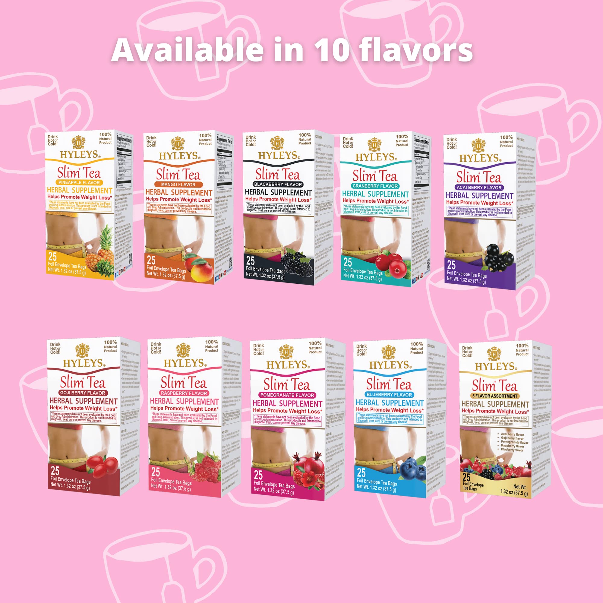 Hyleys Slim Tea 5 Flavor Assortment - Weight Loss Herbal Supplement Cleanse Hyleys Tea buy supplements canada
