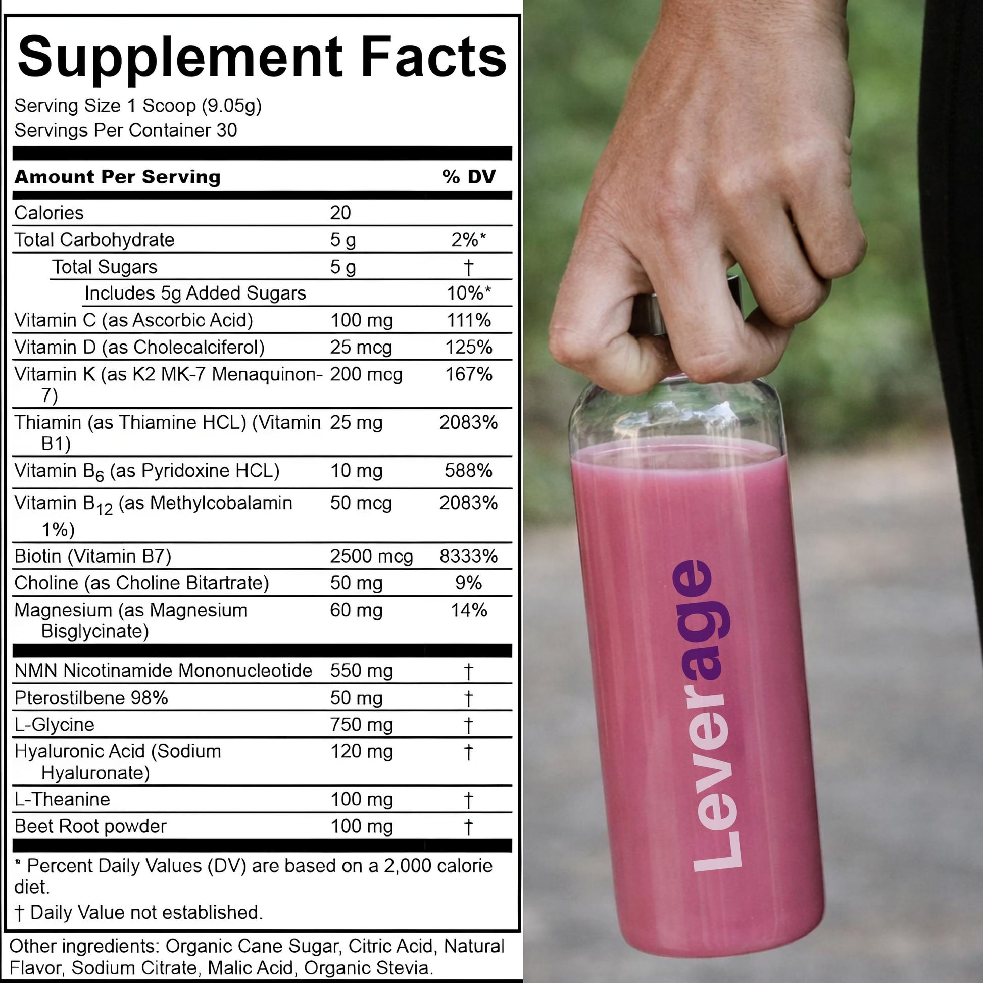 Leverage Mixed Berries Anti–Aging Supplement & Longevity Mix - Daily Wellness Multivitamin Powder with Hyaluronic Acid, L-Glycine & Magnesium for Skin, Energy, Cognitive Function & Joint–30 Servings Leverage buy supplements canada