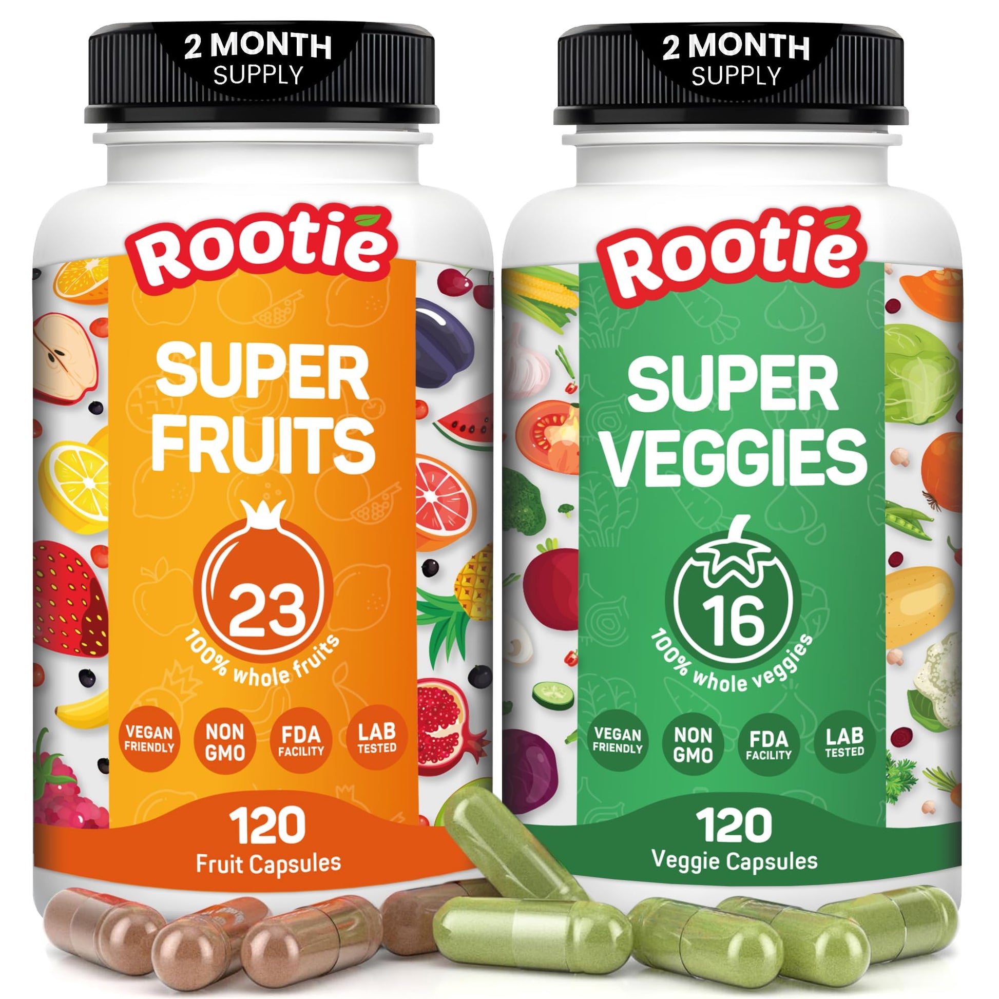 Fruits and Veggies Supplement (60 Day Supply) Powerfull Blend of 39 Whole Fruits and Veggies, Fills Nutritional Gaps, Get Energy, Well-being. USA Made Non-GMO/Vegan/Gluten Free. Packaging May Vary ROOTIE buy supplements canada