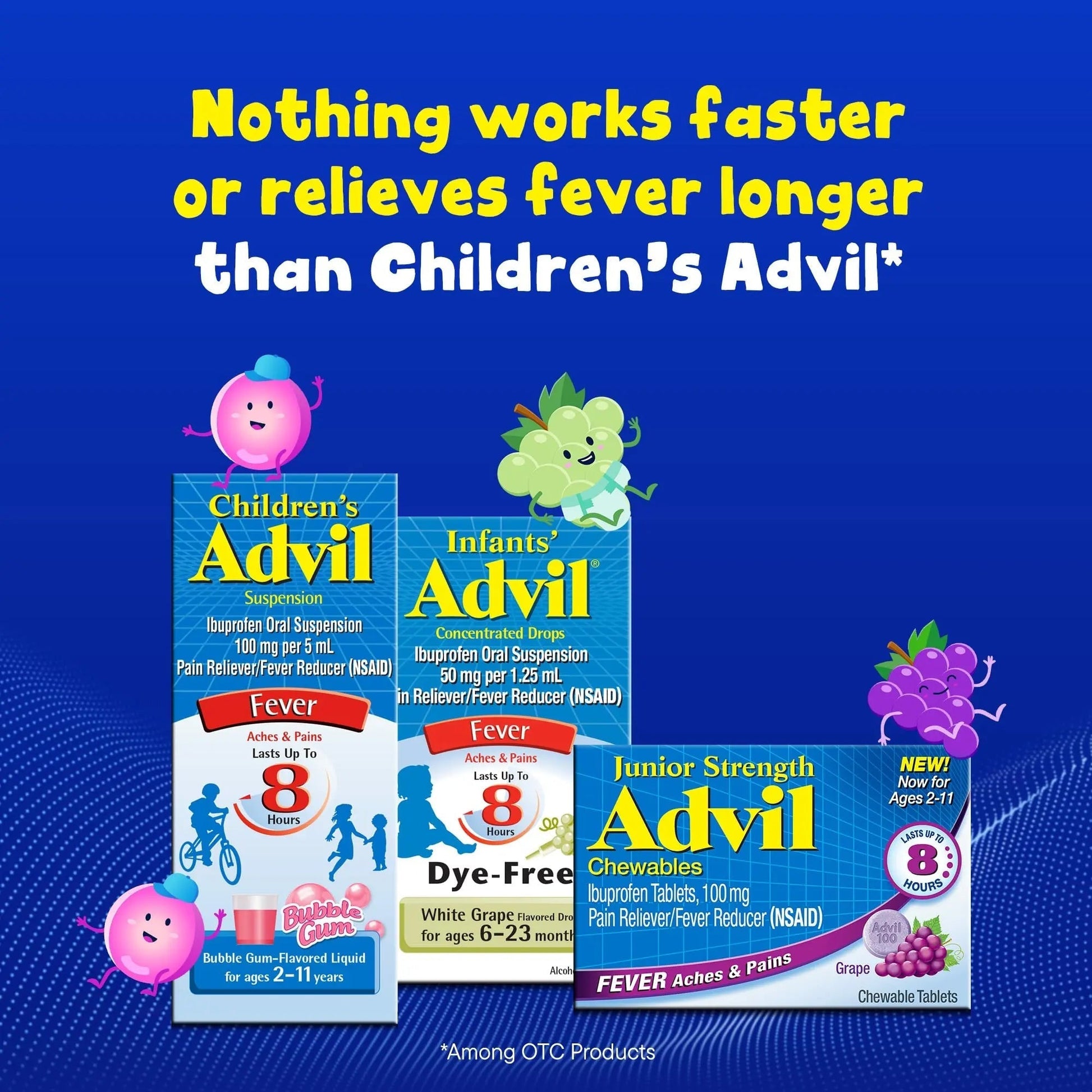 Advil Junior Strength Chewable Ibuprofen Pain Reliever and Fever Reducer, Children's Ibuprofen for Pain Relief, Grape - 24 Tablets (Pack of 3) Advil buy supplements canada