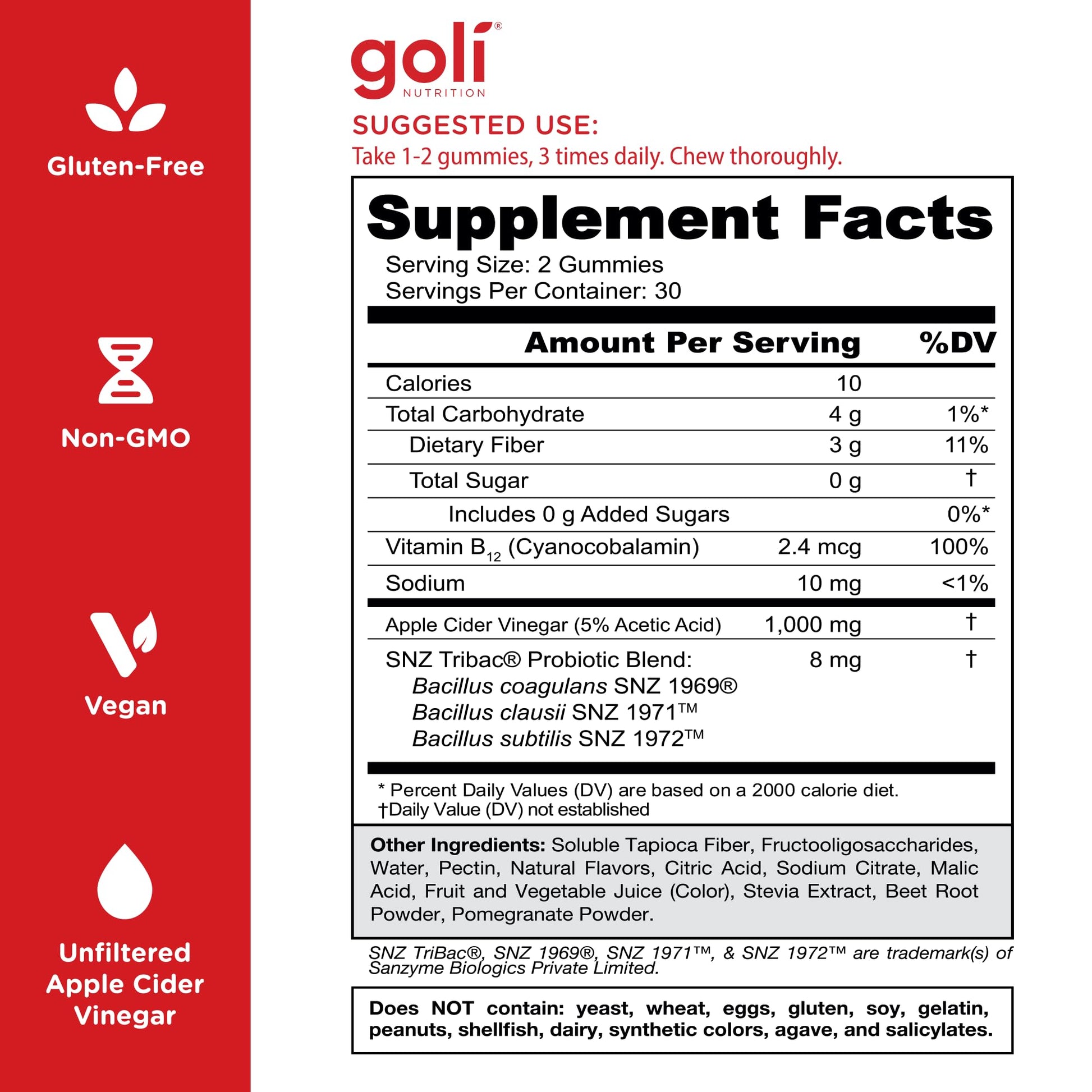 Goli Zero Sugar Apple Cider Vinegar Gummies - ACV with Vitamin B12 and Probiotics - No Sugar Alcohols - Vegan, Keto-Friendly, Gluten-Free Goli buy supplements canada