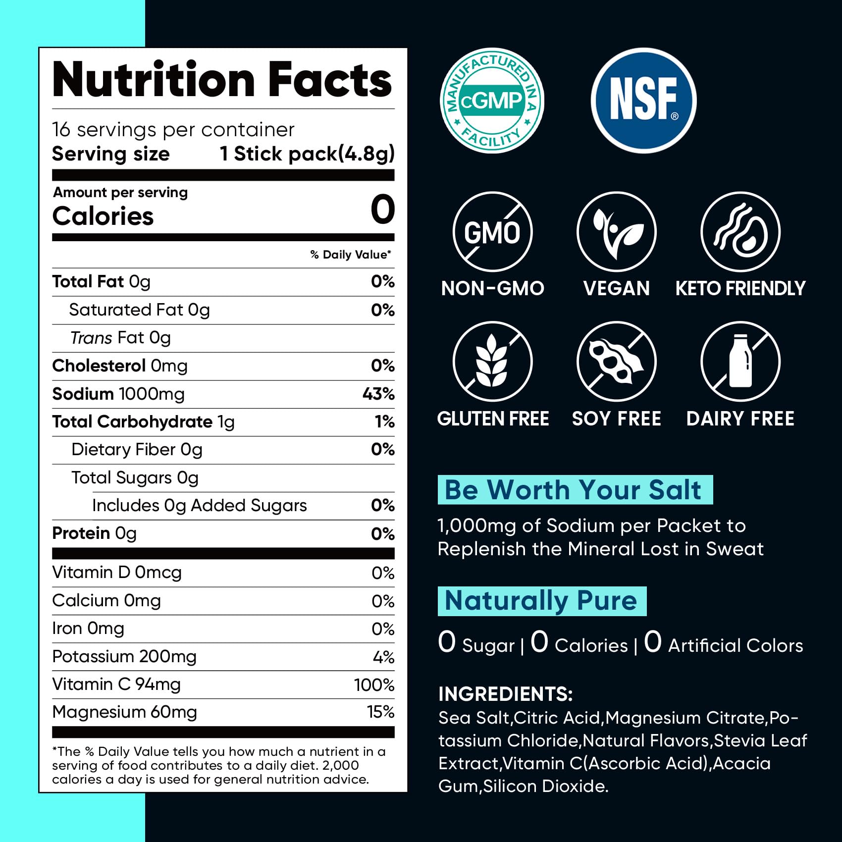 Venture Pal High Sodium Sugar Free Electrolytes Powder Packet, Zero Calories Hydration Packets with Vitamin, Sodium, Potassium & Magnesium, Electrolyte Drink Mix Venture Pal buy supplements canada
