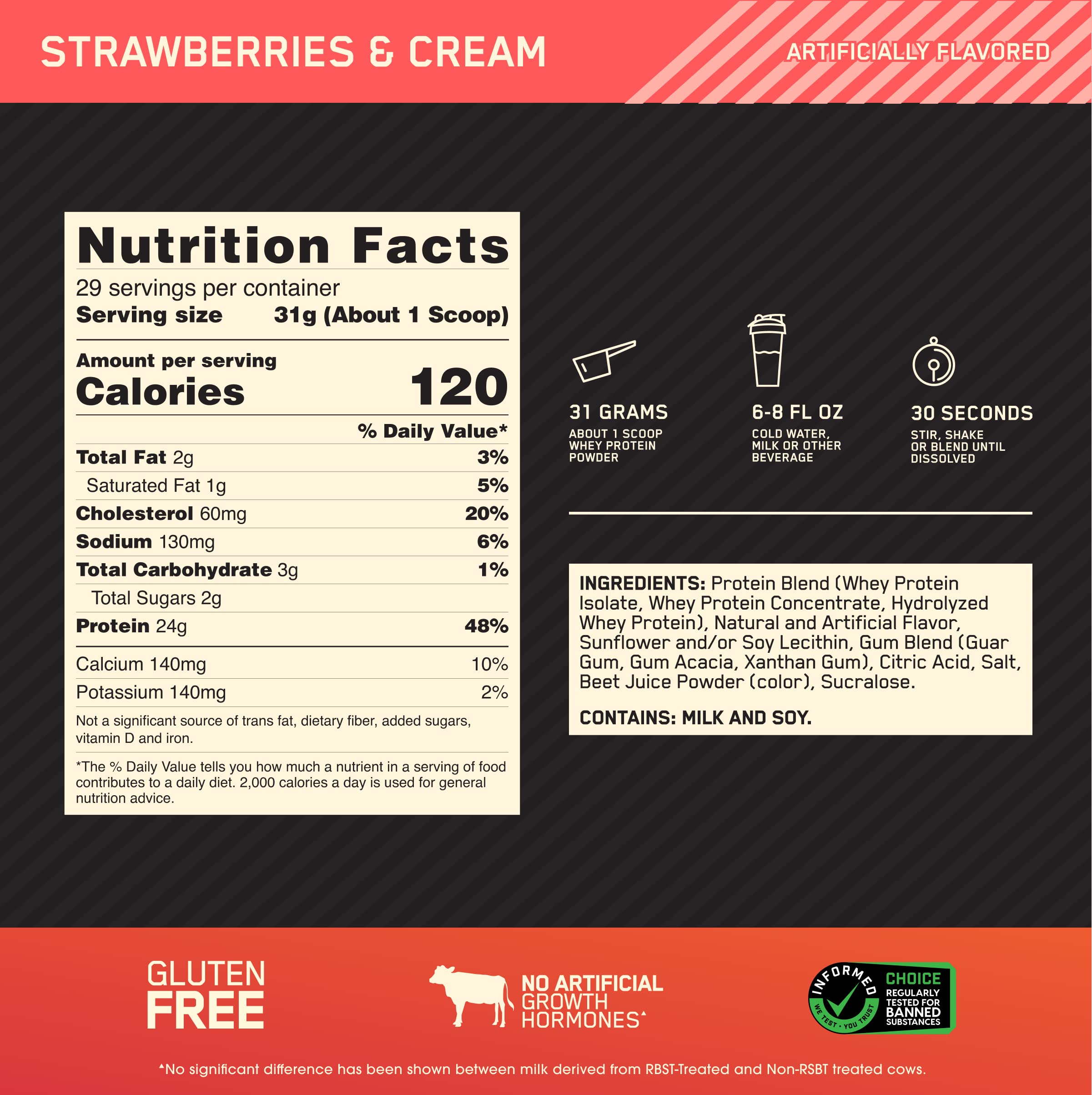 Optimum Nutrition Gold Standard 100% Whey Protein Powder, Strawberries & Cream Optimum Nutrition buy supplements canada