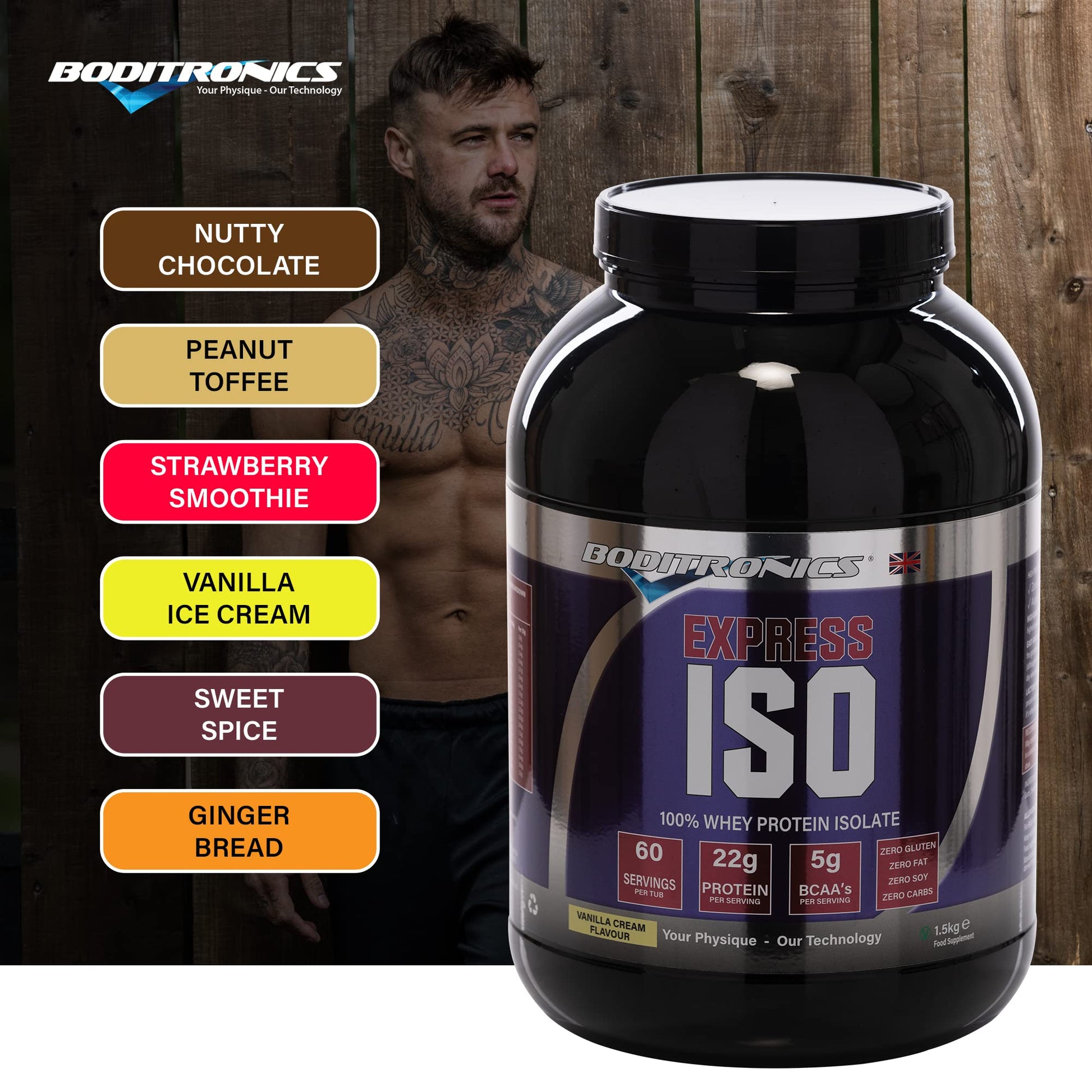 Boditronics 1.5 kg Iso Express Whey 100% Whey Isolate Protein Powder with Occurring Amino Acid Boditronics buy supplements canada