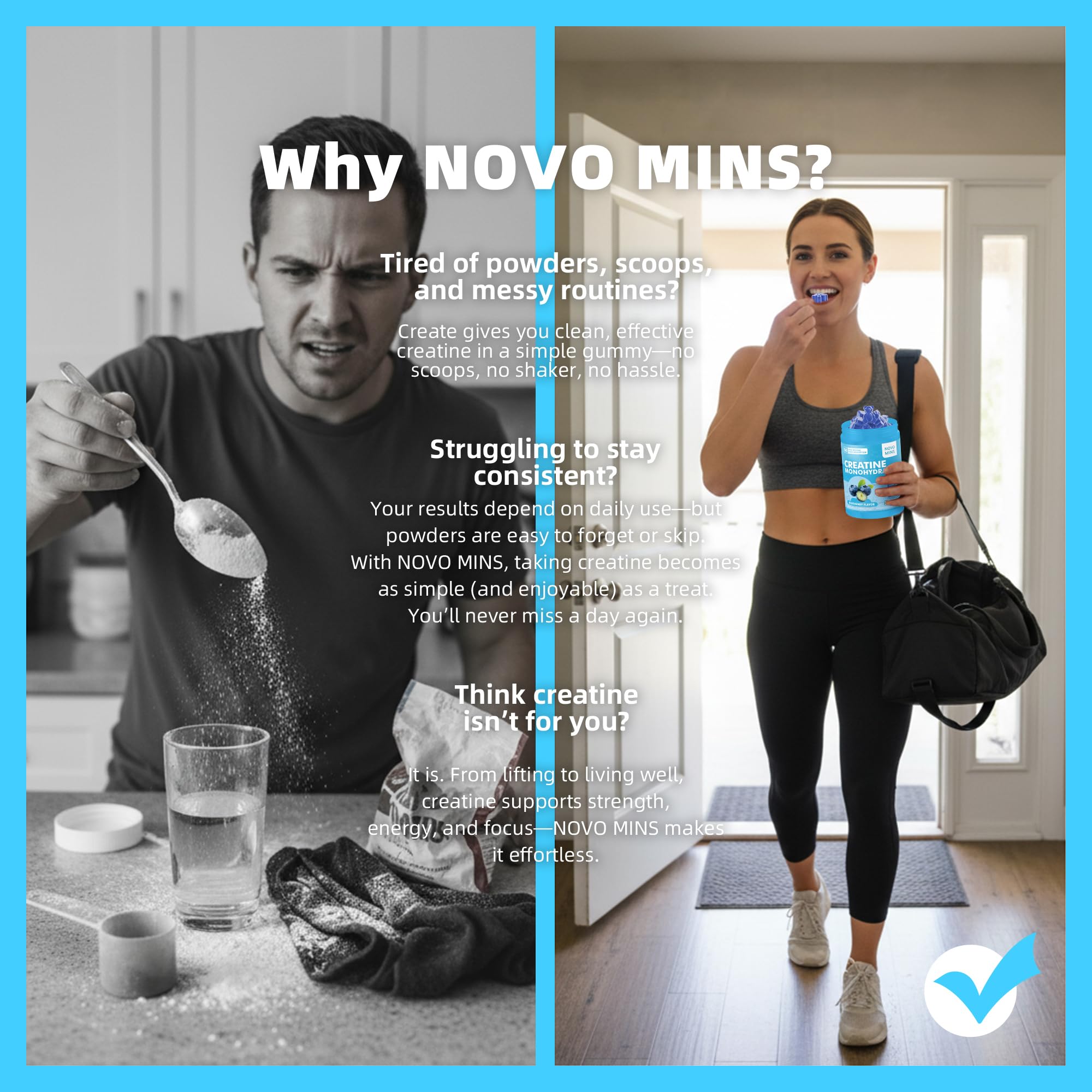 novomins Creatine Monohydrate Gummies 5000mg for Men & Women, Chewables Creatine Monohydrate for Muscle Strength, Muscle Builder, Energy Boost, Pre-Workout Supplement novomins buy supplements canada