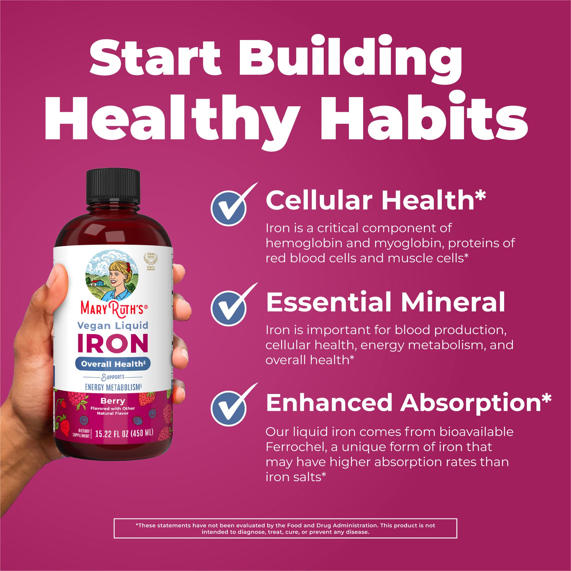 Iron Supplement for Women Men & Kids | Liquid Iron Supplement for Women Men & Kids | Iron for Healthy Blood & Oxygen | Ages 4 & Up | Sugar Free | Vegan | Non-GMO | Gluten Free | 15.22 Fl Oz MARYRUTH'S buy supplements canada