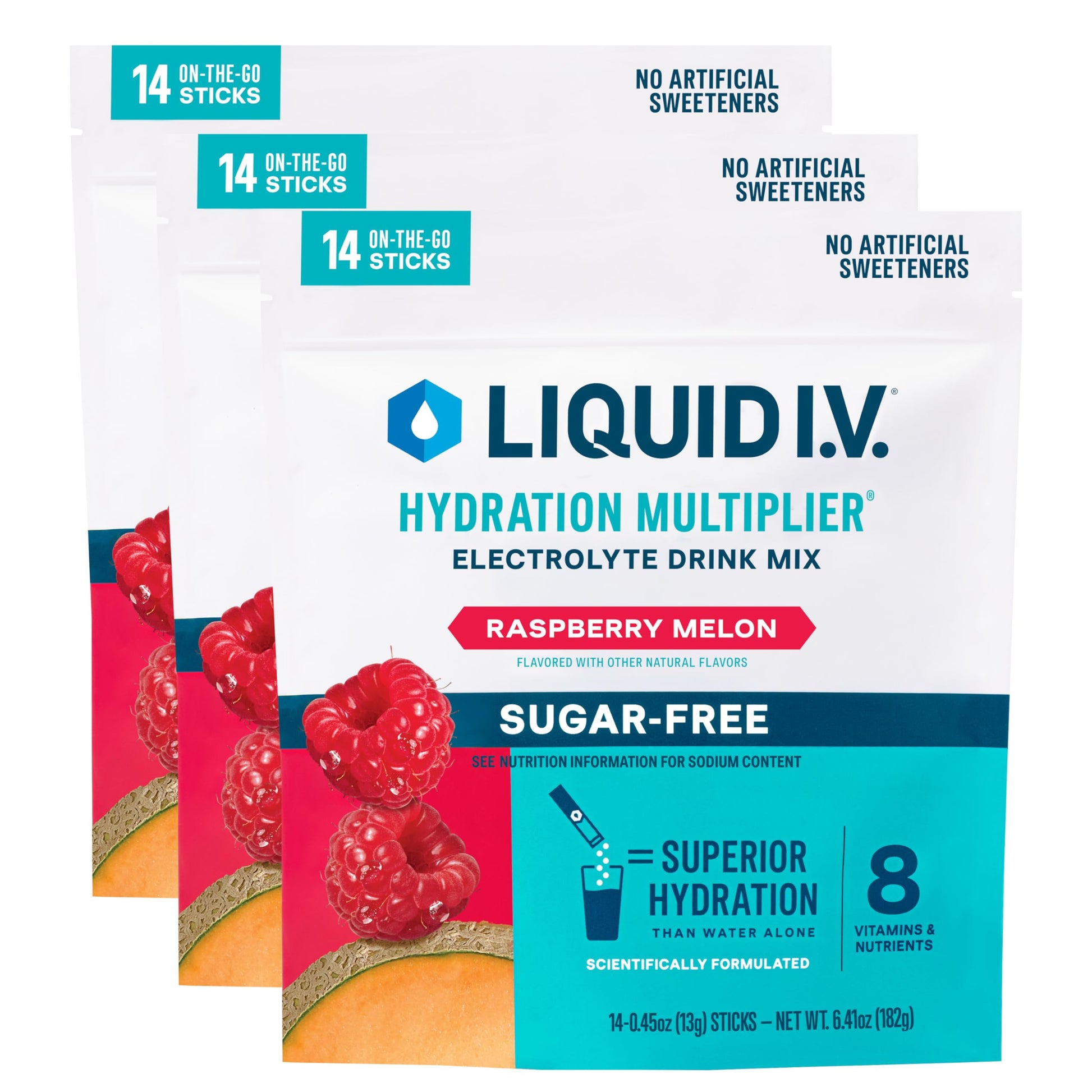 Liquid I.V.® Hydration Multiplier Sugar-Free - Raspberry Melon | Electrolyte Powder Drink Mix | 3 Pack (42 Servings) Liquid I.V. buy supplements canada