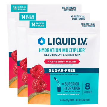 Liquid I.V.® Hydration Multiplier Sugar-Free - Raspberry Melon | Electrolyte Powder Drink Mix | 3 Pack (42 Servings) Liquid I.V. buy supplements canada