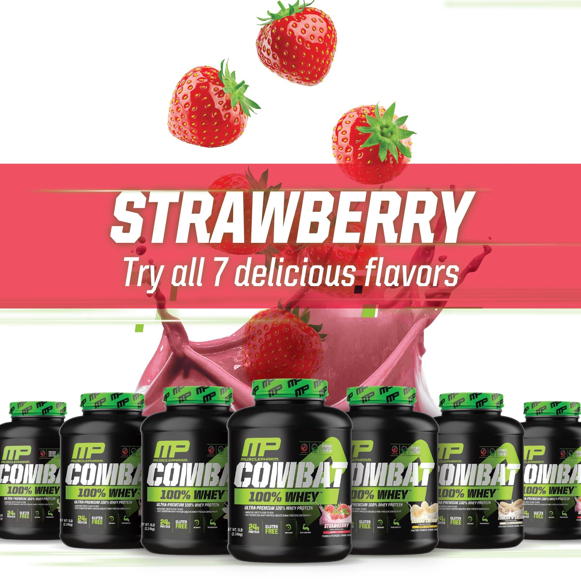 MusclePharm Combat 100% Whey Protein Powder, Strawberry Cream Flavor Muscle Pharm buy supplements canada