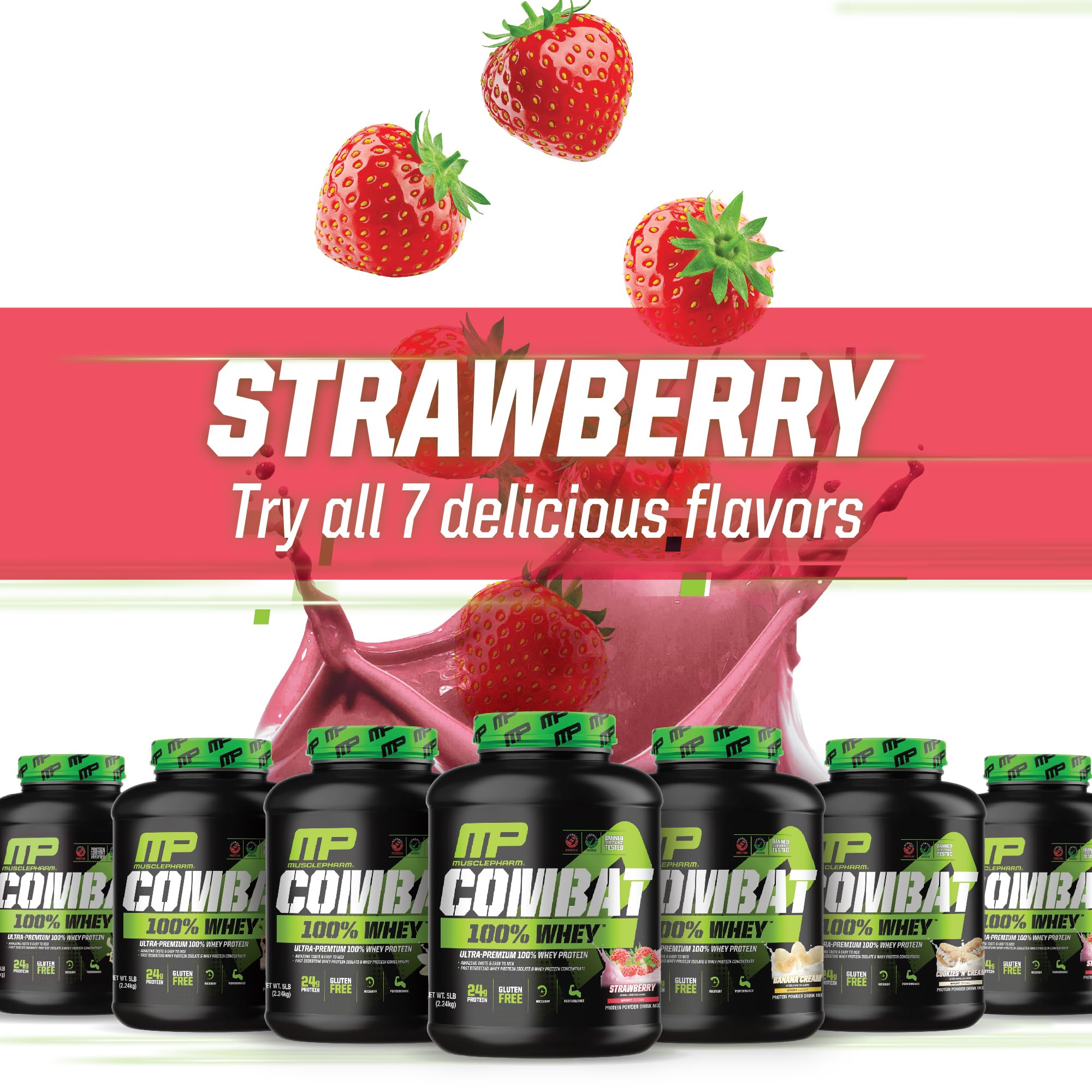 MusclePharm Combat 100% Whey Protein Powder, Strawberry Cream Flavor Muscle Pharm buy supplements canada