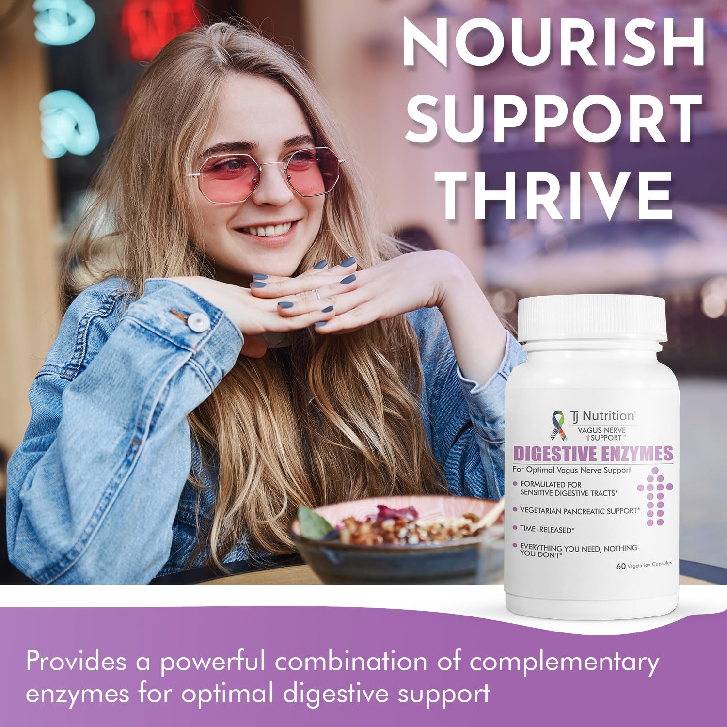 TJ Nutrition Digestive Enzymes for Sensitive Stomachs - Supports Vagus Nerve, Vegetarian Pancreatic Support, Timed Release Formula for Optimal Gut Health, Enhances Food Digestion & Gut Flora TJ Nutrition buy supplements canada