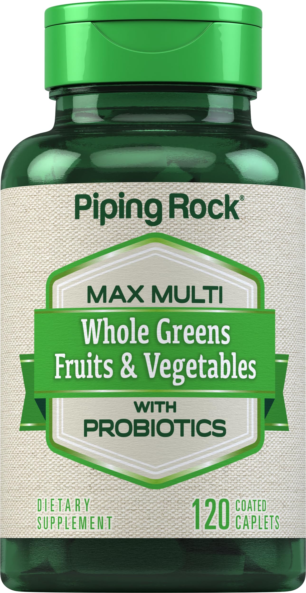 Piping Rock Fruits and Veggies Supplement | 120 Caplets | Fruit and Vegetable Blend with Probiotics | Max Multi Vitamin | Non-GMO, Gluten Free Piping Rock buy supplements canada