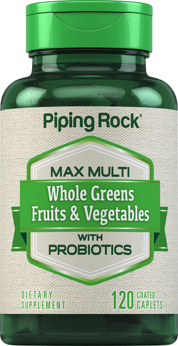 Piping Rock Fruits and Veggies Supplement | 120 Caplets | Fruit and Vegetable Blend with Probiotics | Max Multi Vitamin | Non-GMO, Gluten Free Piping Rock buy supplements canada