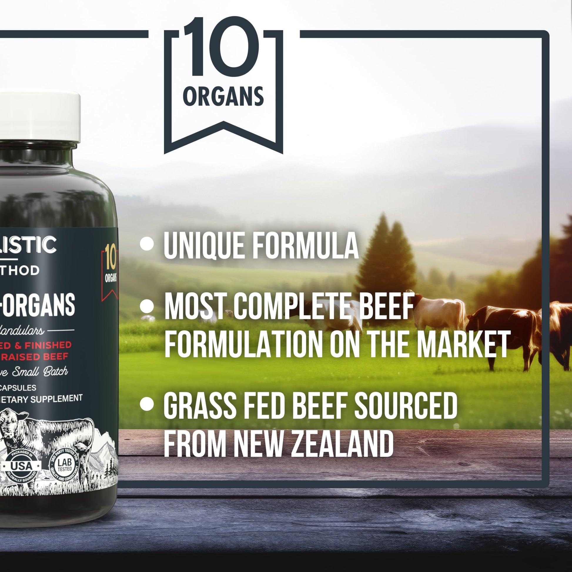 Beef Organ Supplement Complex - 10 Carnivore Grass Fed Proprietary Blend of Liver, Marrow, Brain, Thymus, Spleen, Kidney, Colostrum, Heart, Pancreas, Gallbladder - 180 Caps Carnivore Method buy supplements canada