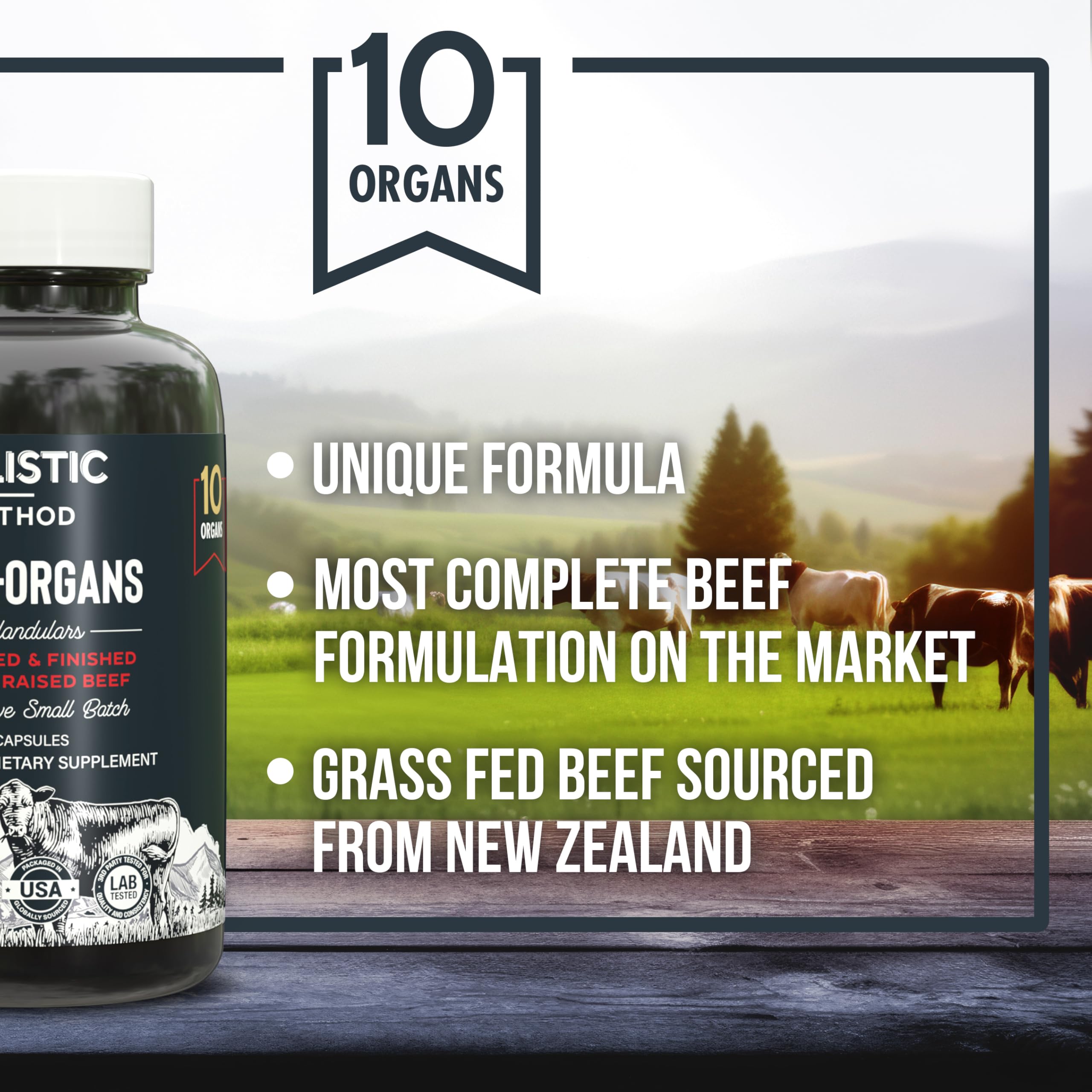 Beef Organ Supplement Complex - 10 Carnivore Grass Fed Proprietary Blend of Liver, Marrow, Brain, Thymus, Spleen, Kidney, Colostrum, Heart, Pancreas, Gallbladder - 180 Caps Carnivore Method buy supplements canada