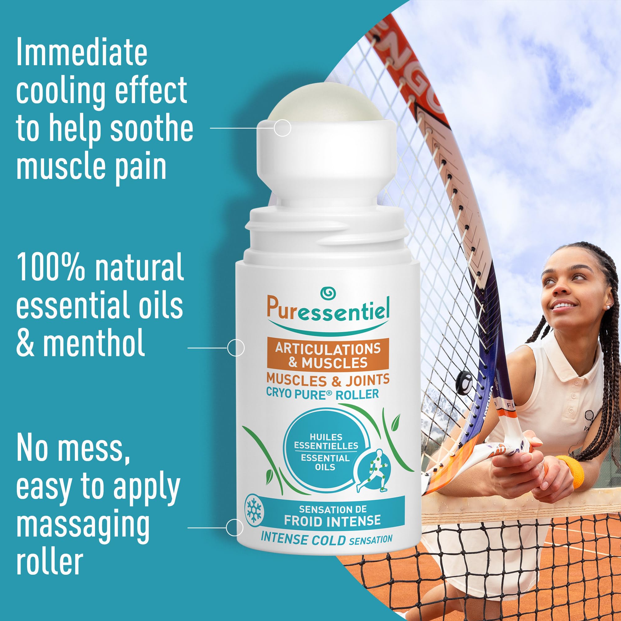 Puressentiel Muscles and Joints Cryo Pure Roller - Natural Menthol and Essential Oils Soothe Muscles - Long Lasting Cooling Sensation - 2.5 oz Puressentiel buy supplements canada