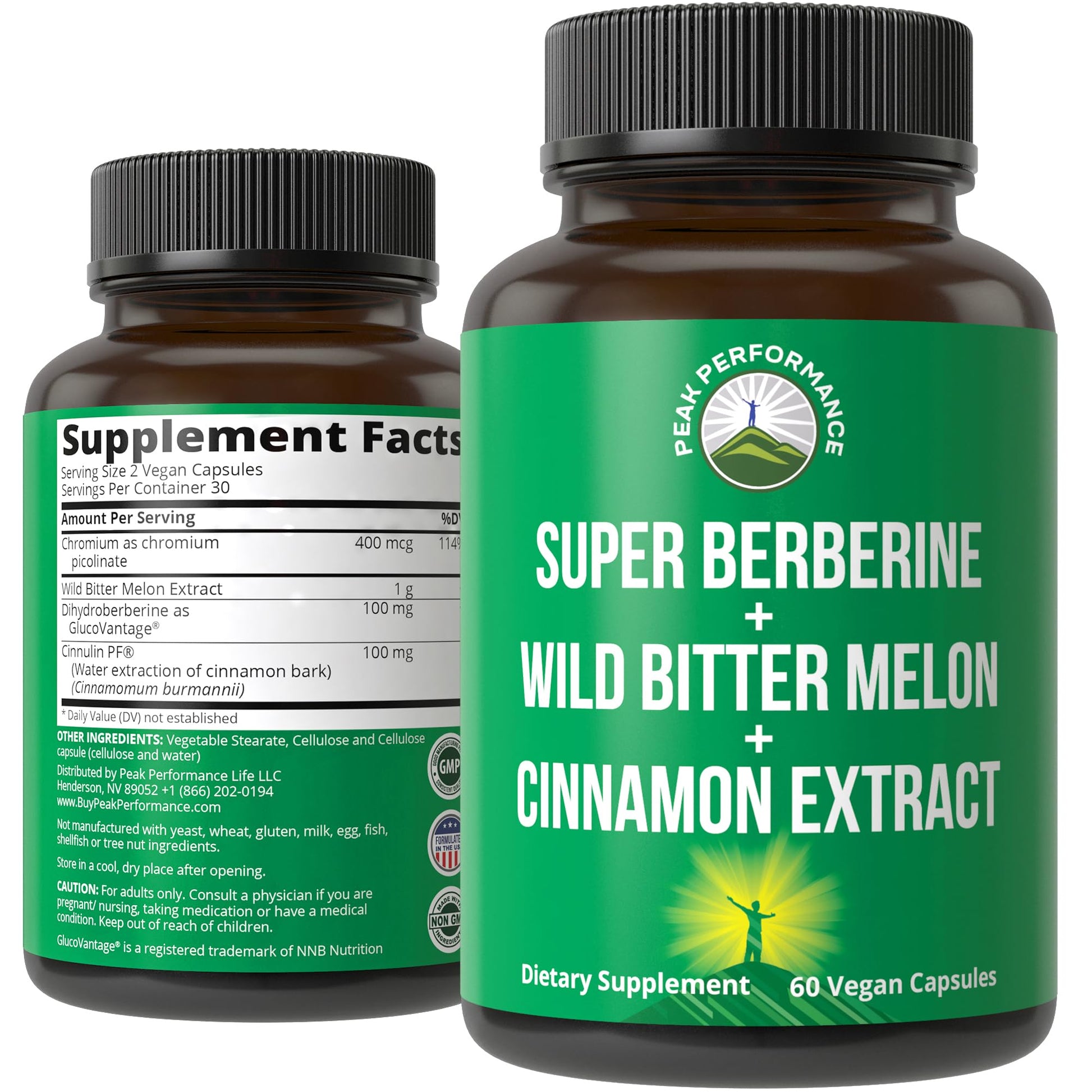 Ultra High Strength 4-in-1 Super Berberine Patented GlucoVantage + Wild Bitter Melon + Cinnamon Extract + Chromium Picolinate Vegan Capsules. Great Supplement to Support After-Meal Spikes and Energy Peak Performance buy supplements canada