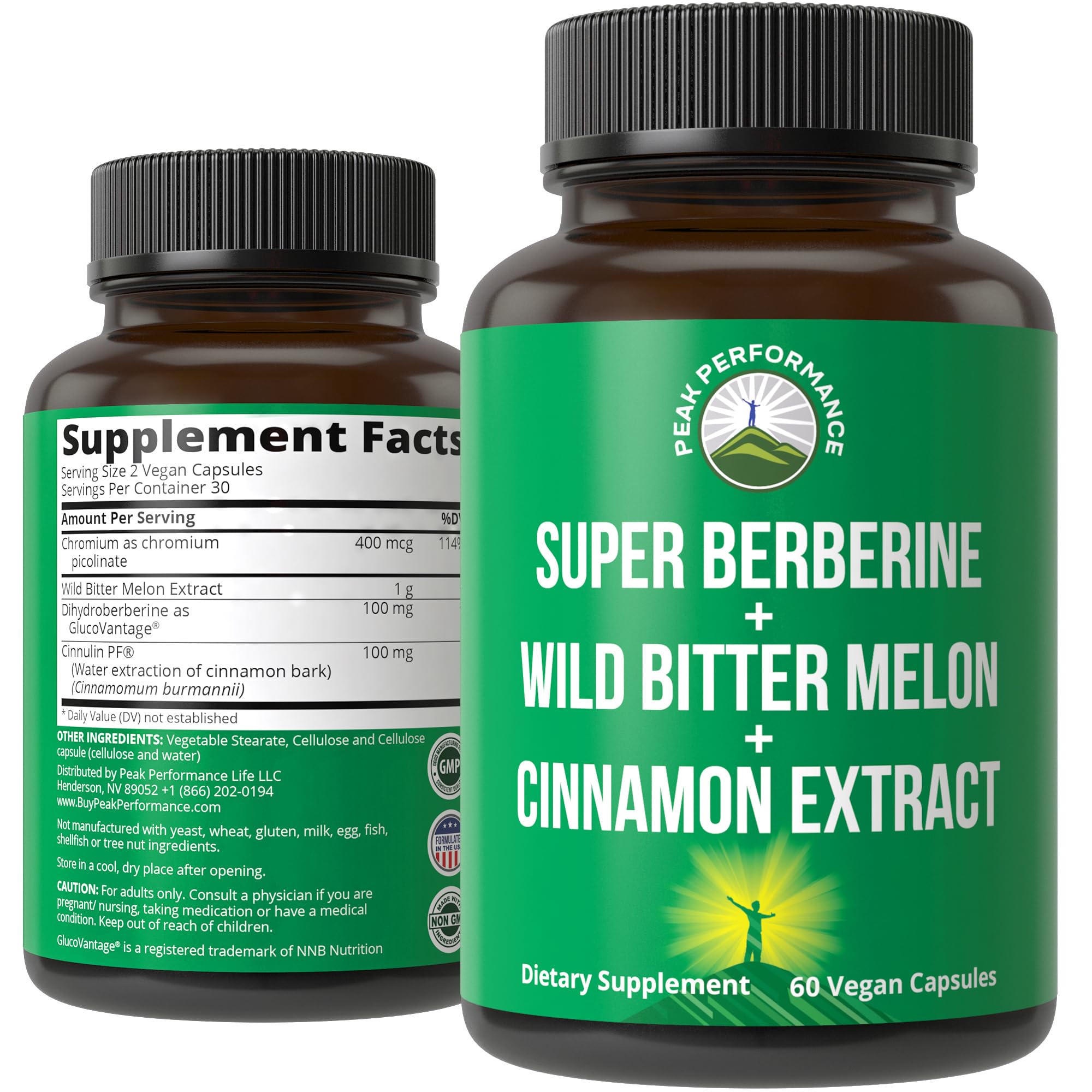 Ultra High Strength 4-in-1 Super Berberine Patented GlucoVantage + Wild Bitter Melon + Cinnamon Extract + Chromium Picolinate Vegan Capsules. Great Supplement to Support After-Meal Spikes and Energy Peak Performance buy supplements canada