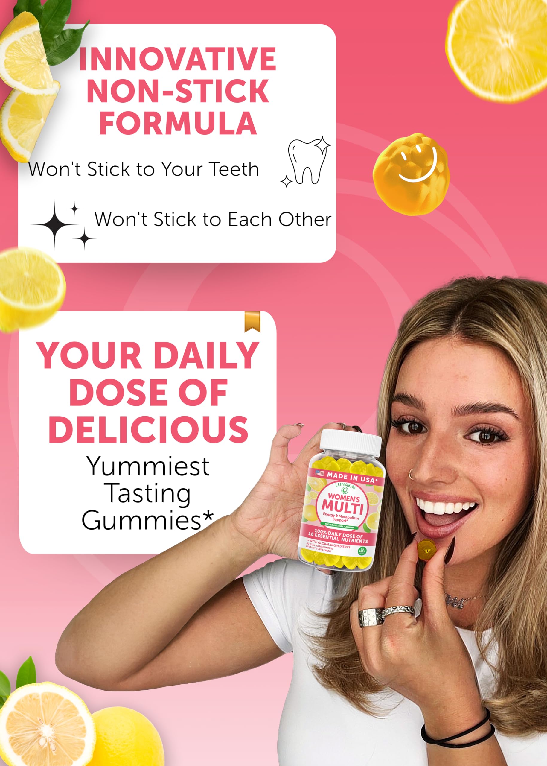 Lunakai USA Made Womens Multivitamin Gummies – Delicious Daily 16 Multi Vitamins for Women – Wellness, Energy & Essential Health Support, 60ct Lunakai buy supplements canada
