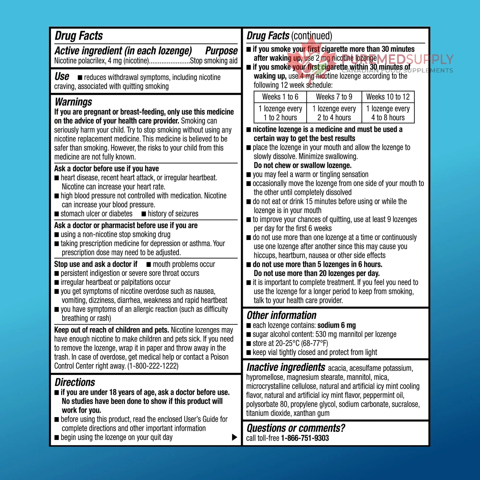 Amazon Basic Care Coated Ice Mint Nicotine Polacrilex Lozenges, 4 mg, Stop Smoking Aid, 120 Count Amazon Basic Care buy supplements canada