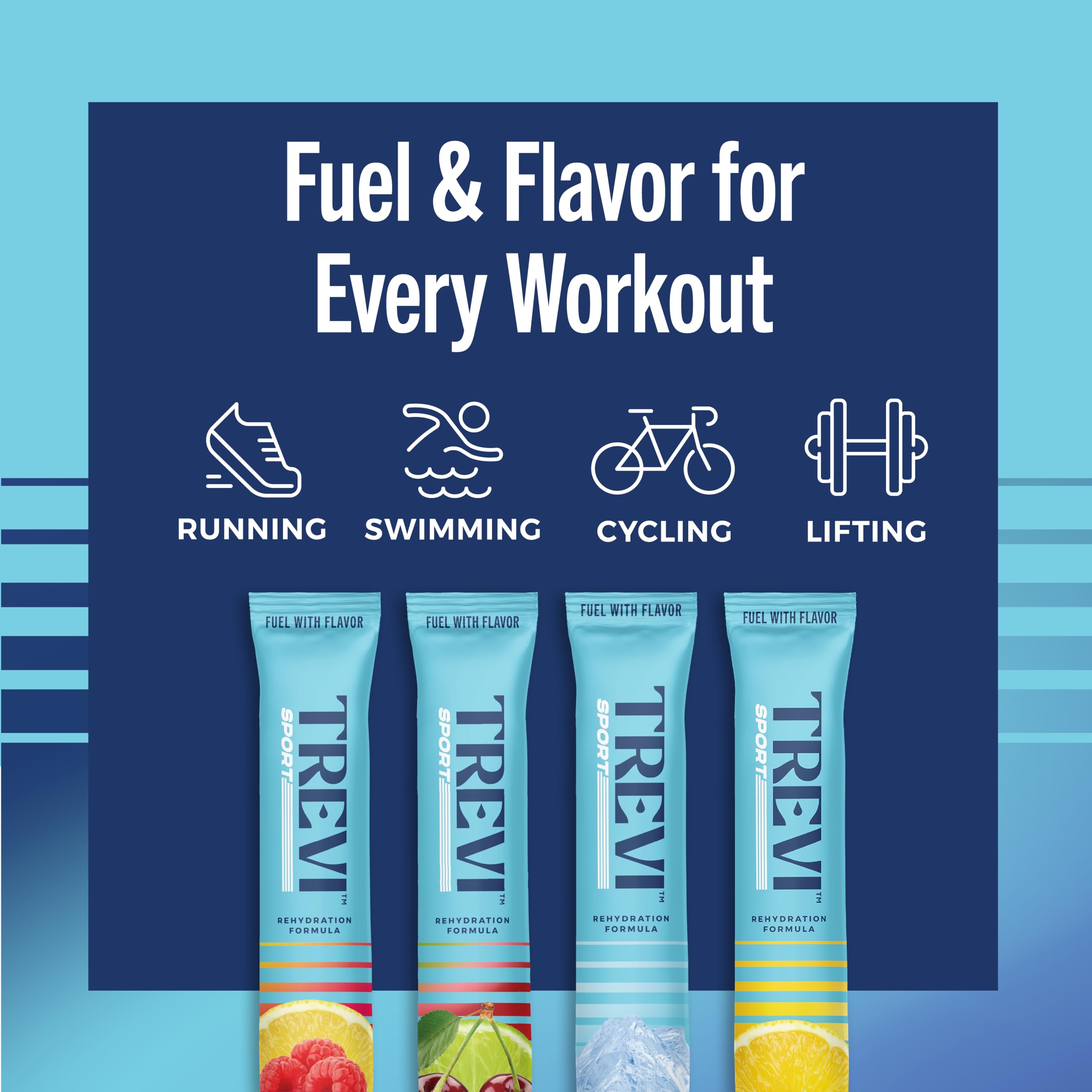 TREVI™ Sport Electrolytes Powder Packets Sugar Free - 800mg Sodium - 250mg Potassium - 100mg Magnesium - Water Drink Mix Rehydration Essentials - 20 Count - Variety Pack TREVI buy supplements canada