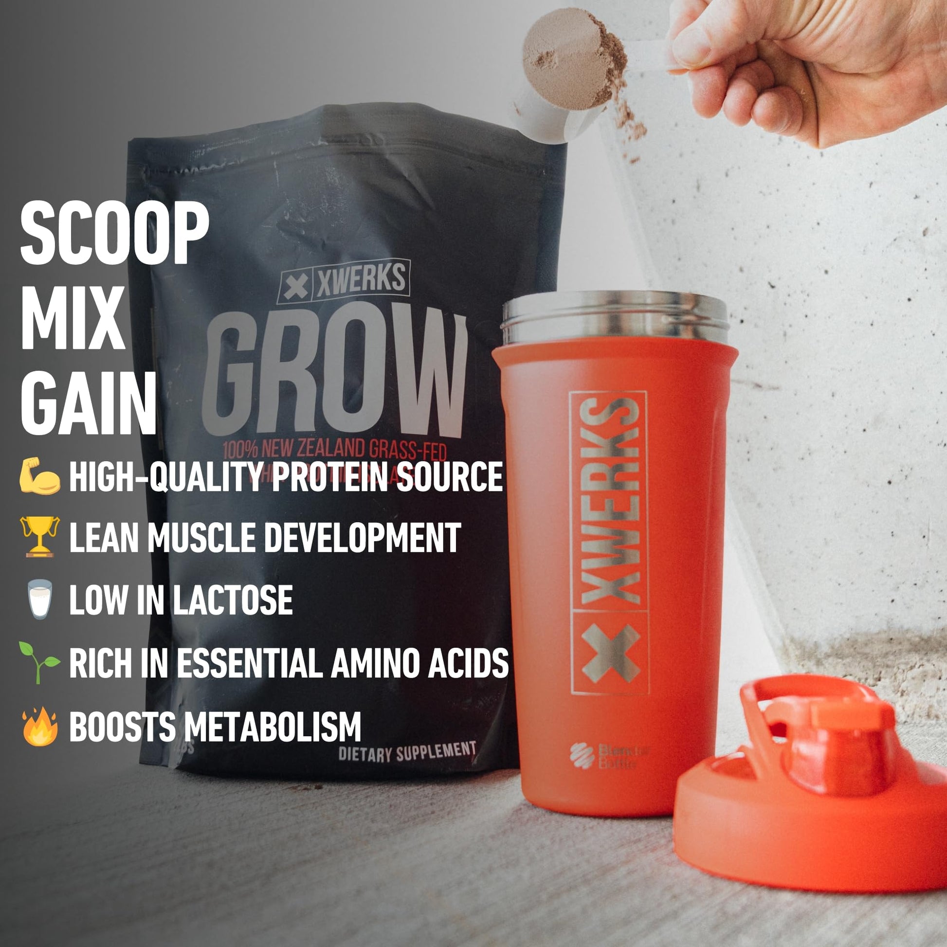 Xwerks Grow 100% New Zealand Grass-Fed Whey Protein - 25g of Pure Isolate Protein Xwerks buy supplements canada