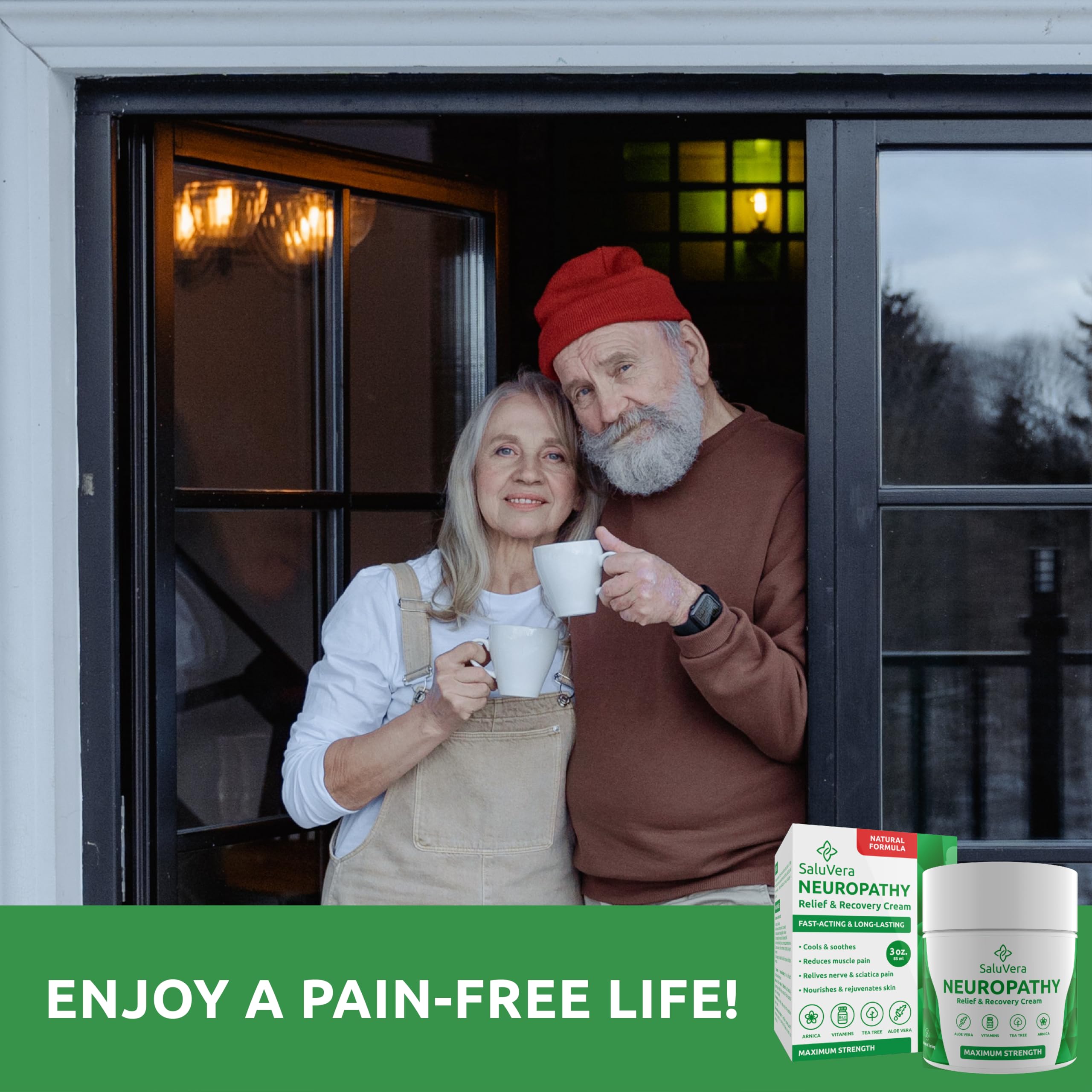SaluVera Neuropathy Pain Relief Cream - Maximum Strength Nerve Pain Reliever for Foot, Toes, Hands, Legs with Aloe Vera, Arnica, MSM Vitamin B6, and Menthol for Fast-Acting Relief 3oz SaluVera buy supplements canada
