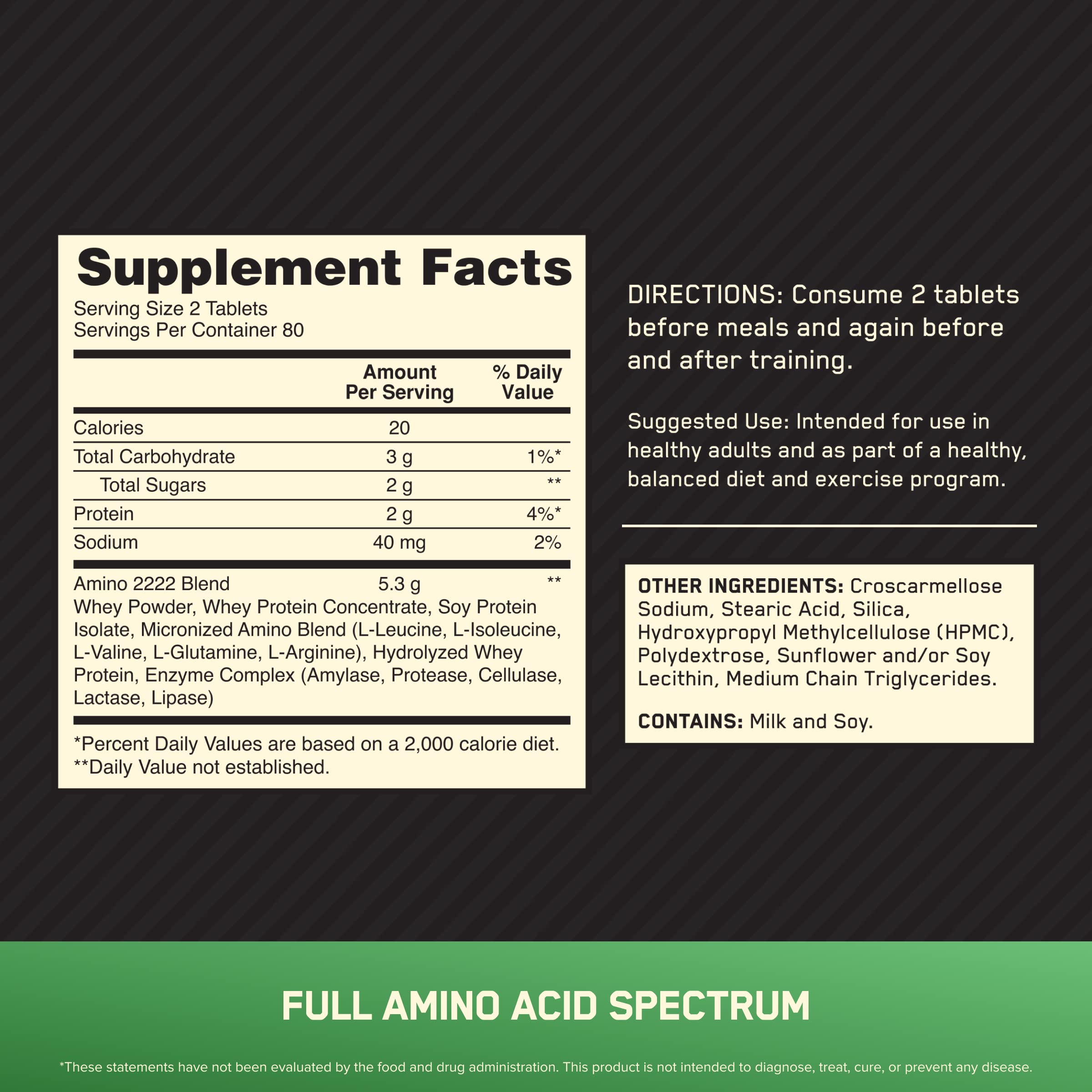 Optimum Nutrition Superior Amino 2222 Tablets, Complete Essential Amino Acids, EAAs Optimum Nutrition buy supplements canada