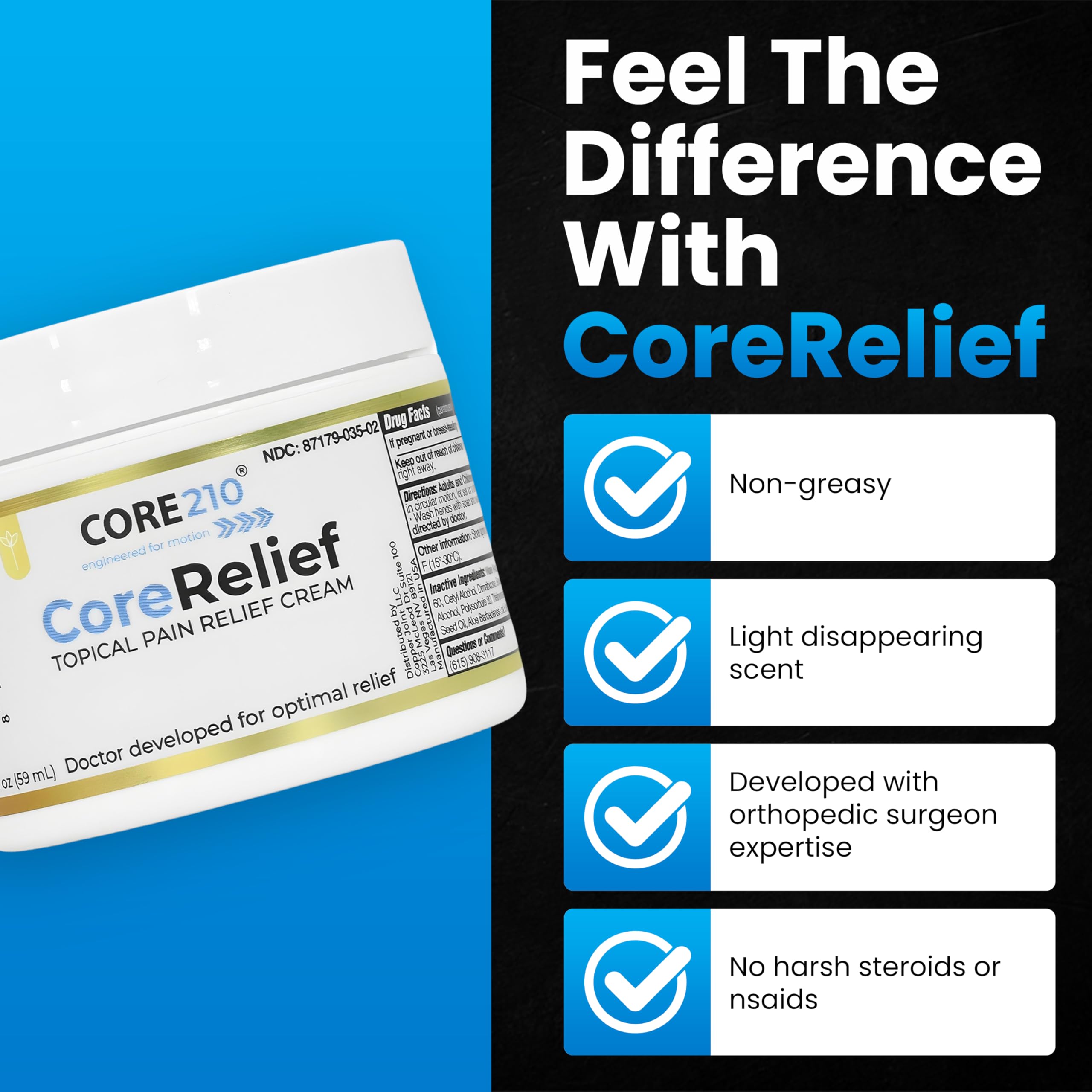 CopperJoint CoreRelief 2oz - Joint Pain Relief Cream for Knee, Neck, Hip, Shoulder & Simple Backache, Arthritis Cream Pain Reliever, Daily Cooling Non-Greasy Menthol Sore Muscle Rub CopperJoint buy supplements canada