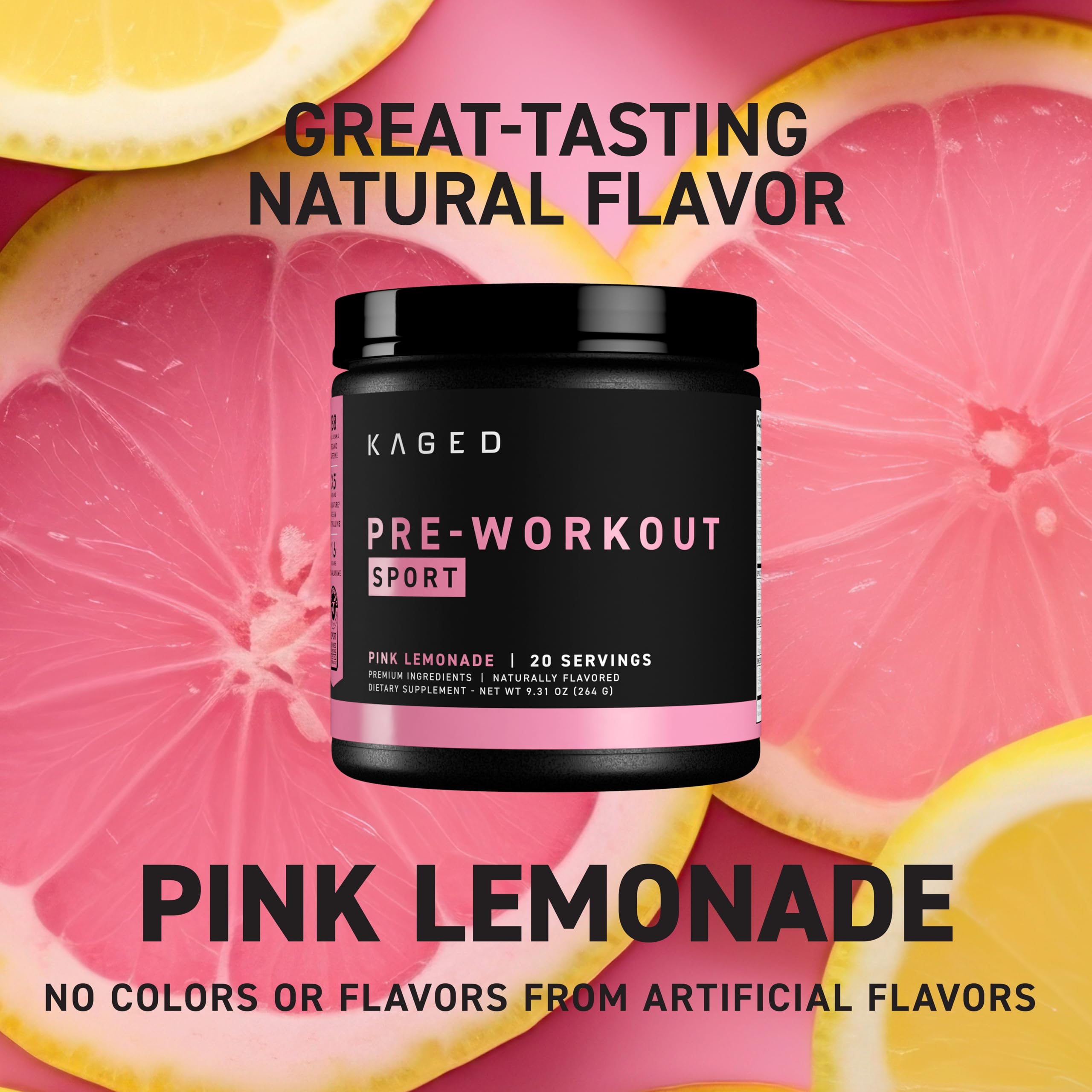 Kaged Sport Pre Workout Powder for Men & Women, Pink Lemonade, Sport Certified, 188mg Caffeine, Nitric Oxide, Beta Alanine, 20 Servings Kaged buy supplements canada