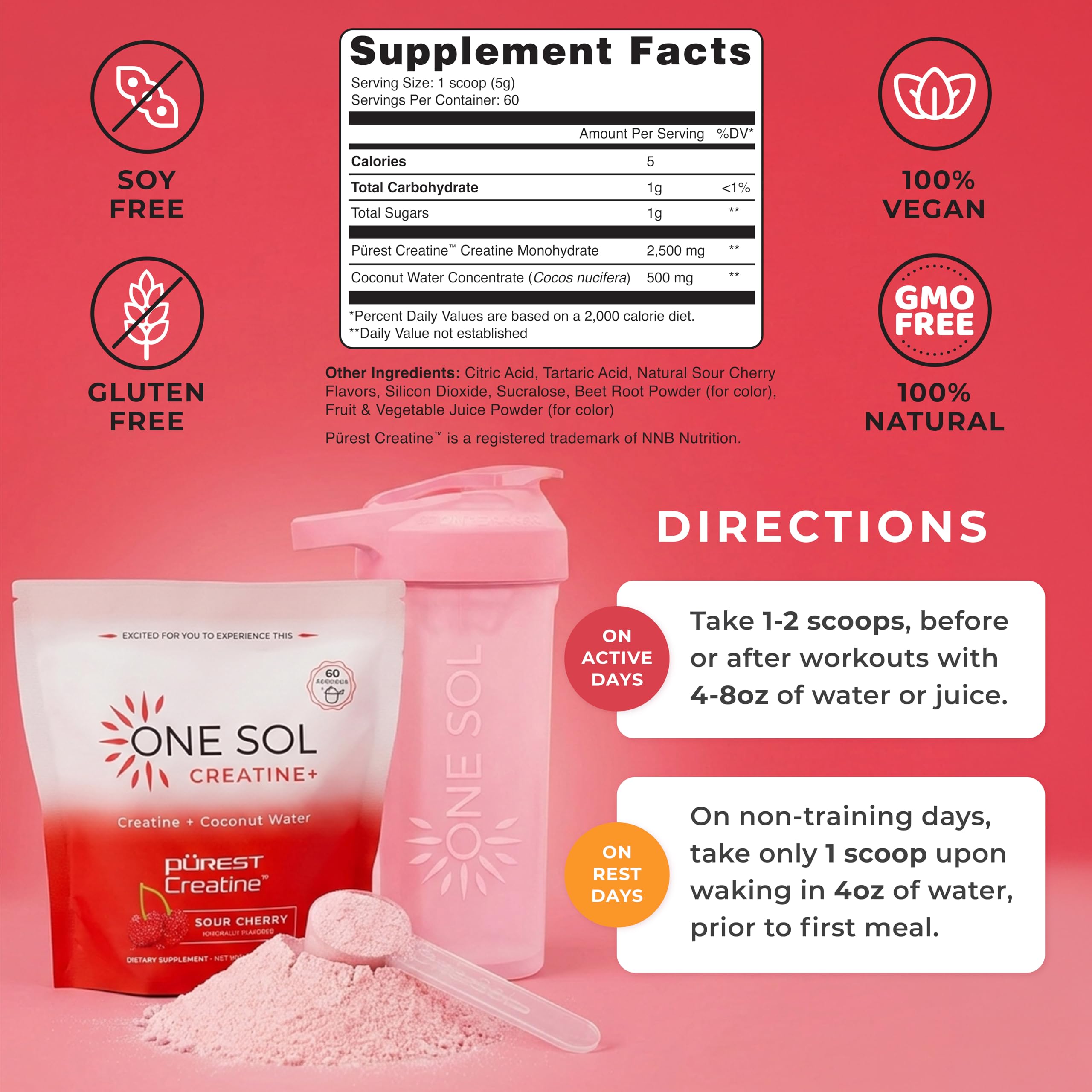 One Sol Creatine for Women, All Natural Women's Creatine Powder w Pure Creatine & Coconut Water, Increase Lean Muscle Mass, Reduce Recovery Time, Promote Brain & Bone Health (Sour Cherry, 60 Servings) One Sol buy supplements canada