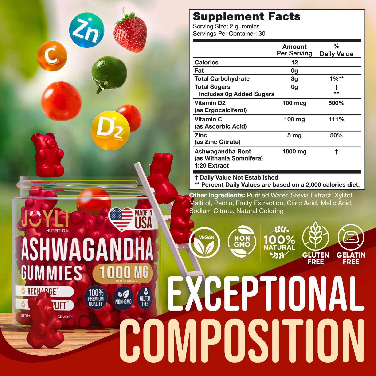 Ashwagandha Gummies for Women & Men - Natural Calm Gummies with Ashwagandha JOYLI Nutrition buy supplements canada