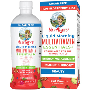 MaryRuth Organics Liquid Morning Multivitamin Essentials+ | Vitamin A C D E B6 B12 Biotin Zinc, Mens Womens Multivitamin, Immune Support, Beauty | Sugar Free | Vitamins for Ages 1+ | Vegan | 32 Fl Oz MARYRUTH'S buy supplements canada