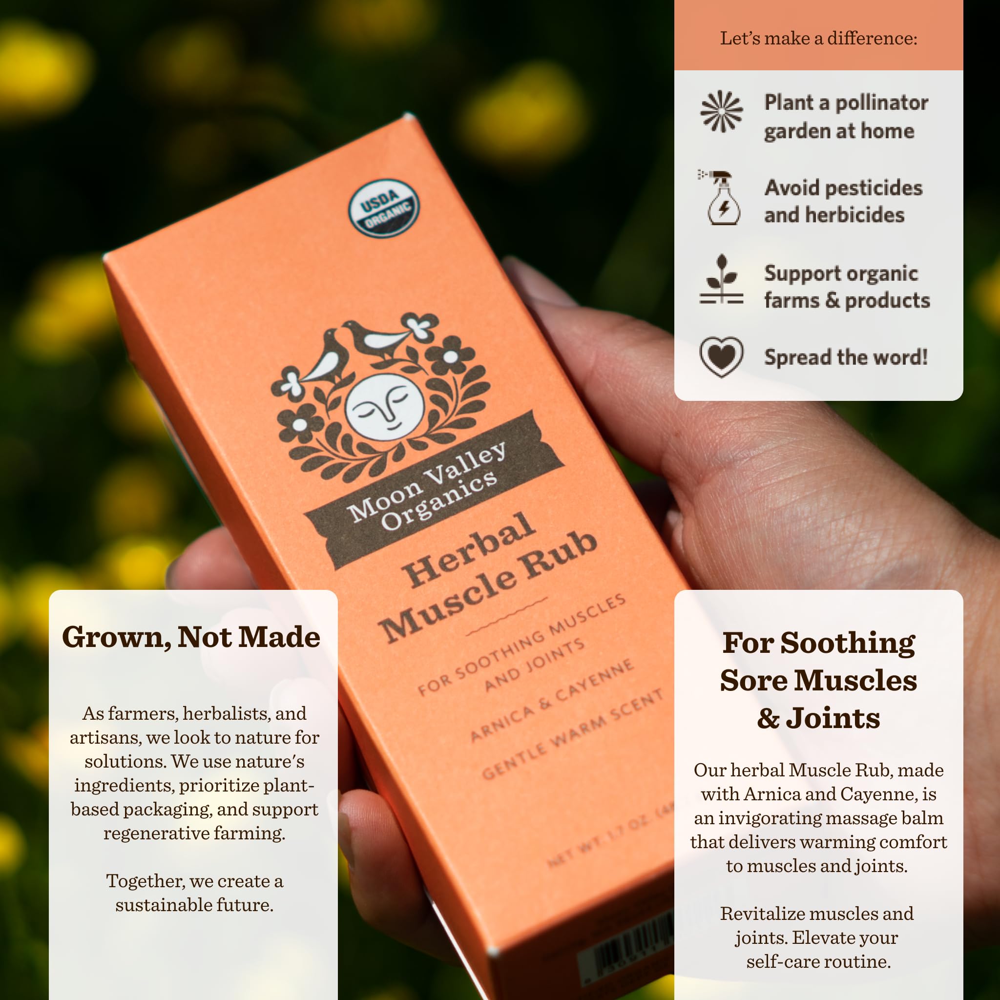 Moon Valley Organics Herbal Muscle Rub with Cayenne for Sore Joints, Aches and Pains, Soothes Pain Caused by Cold, Treat Sore Spots with Heat Moon Valley Organics buy supplements canada