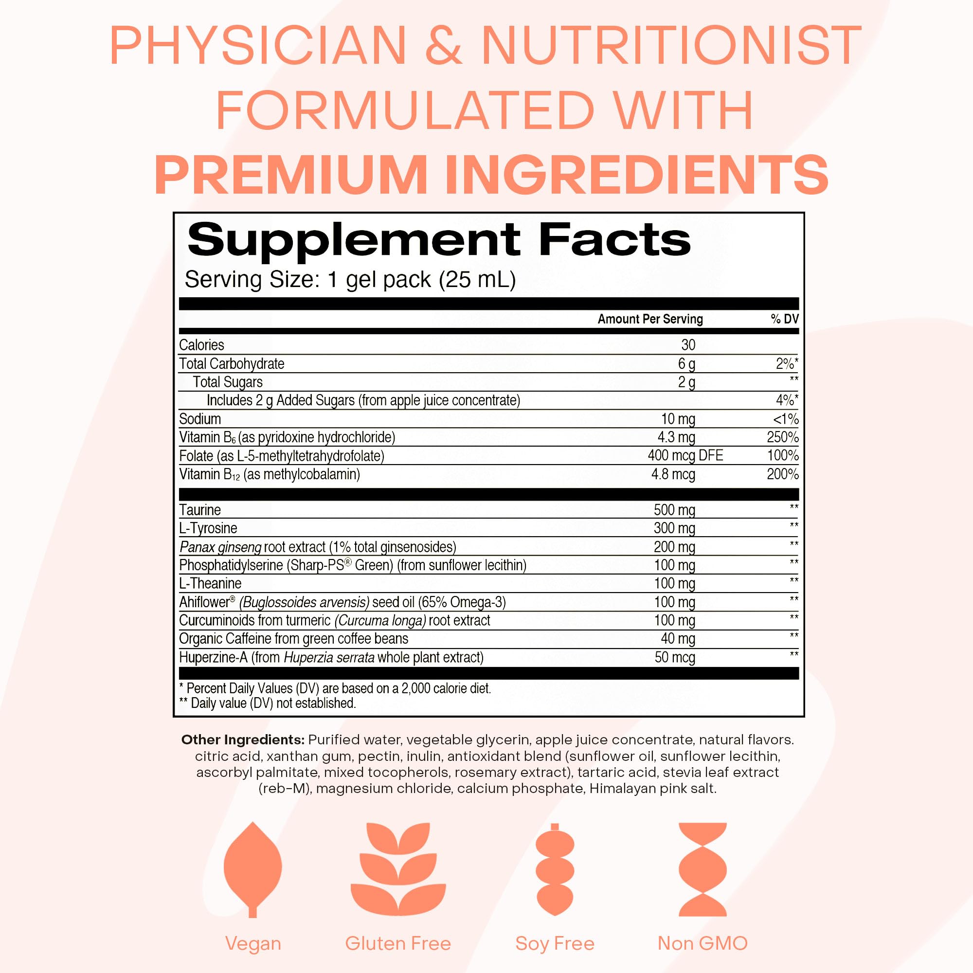 Healthycell Focus & Recall, Daily Liquid Brain Supplement for Focus & Memory - Nootropics Supplement for Concentration & Alertness with L-Theanine, Omega-3 & Taurine - 14 Gel Packs Healthycell buy supplements canada