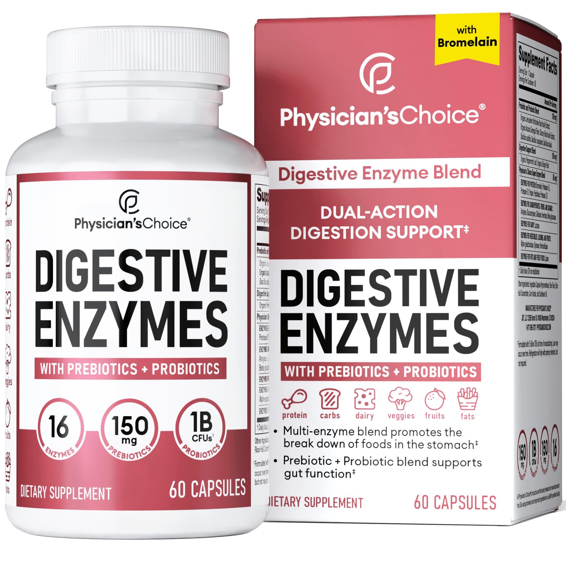 Physician's CHOICE Digestive Enzymes - Multi Enzymes, Bromelain, Organic Prebiotics Physician's CHOICE buy supplements canada
